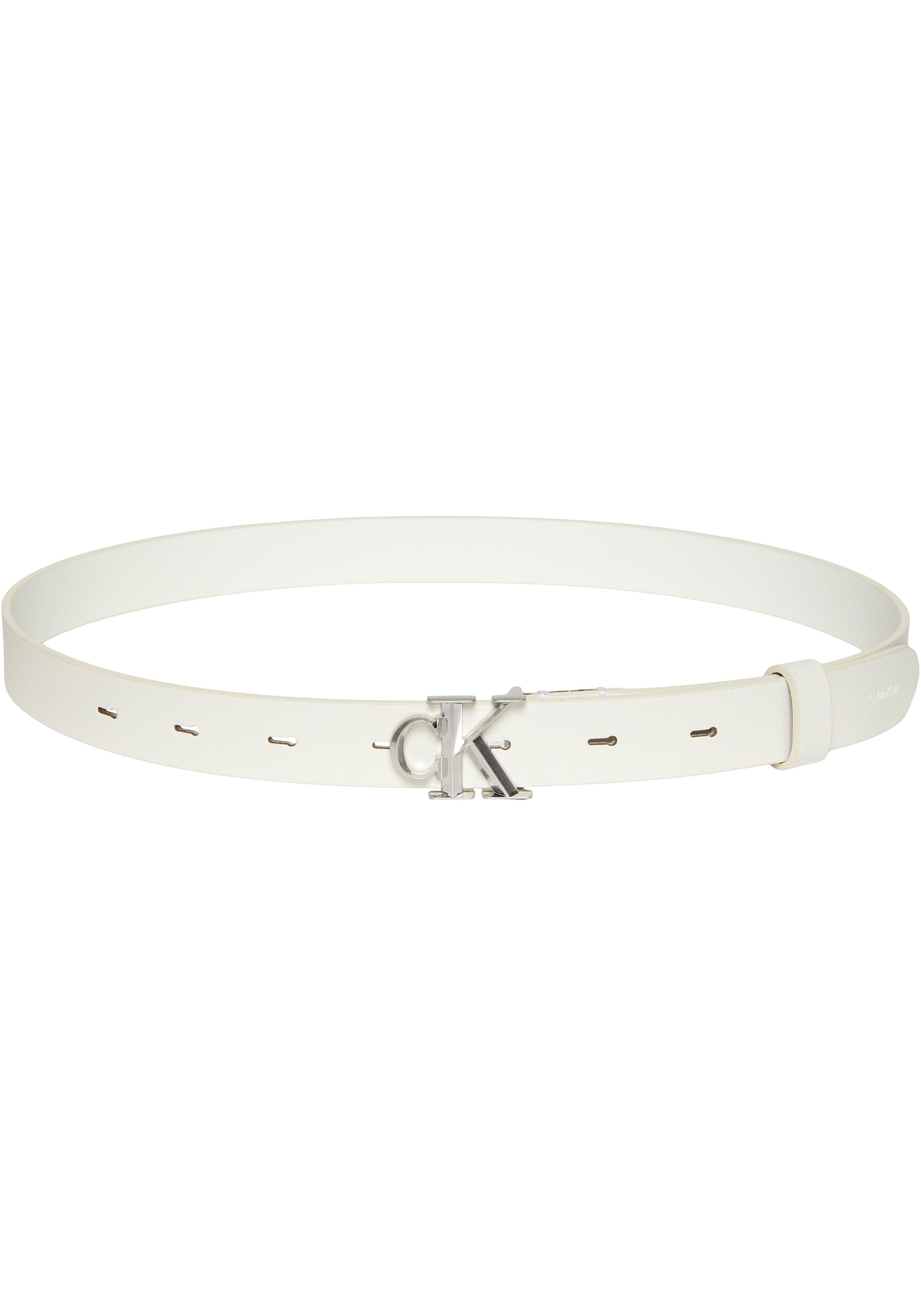 Calvin Klein Ledergürtel FACTED CK BUCKLE 25MM PEBBLE Größenverstellbar mit Metallschließe