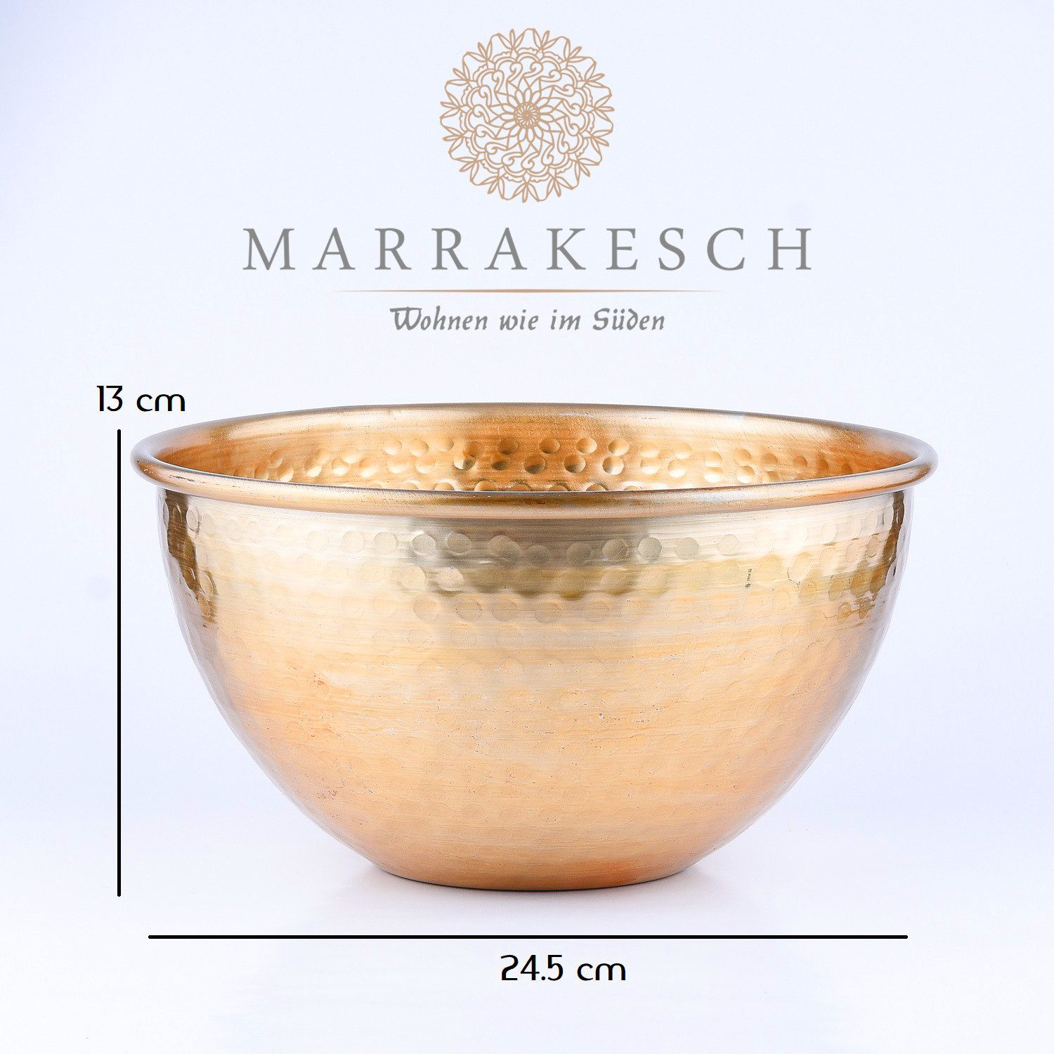 Marrakesch Orient & Mediterran Interior Dekotablett 3er Vintage Servierschale Schale Erla Gold 24cm (3 St), Handarbeit