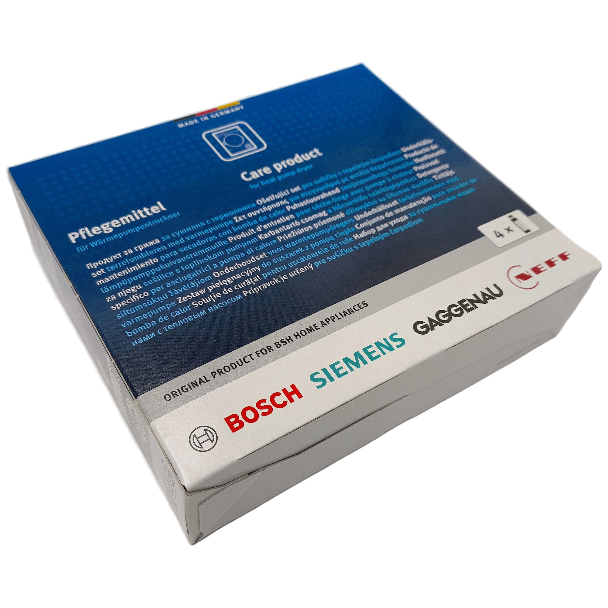 BOSCH 4x Reiniger 00312111 00311829 Pflegeset (4x125 ml für Wärmepumpentrockner mit Pflegeprogramm)