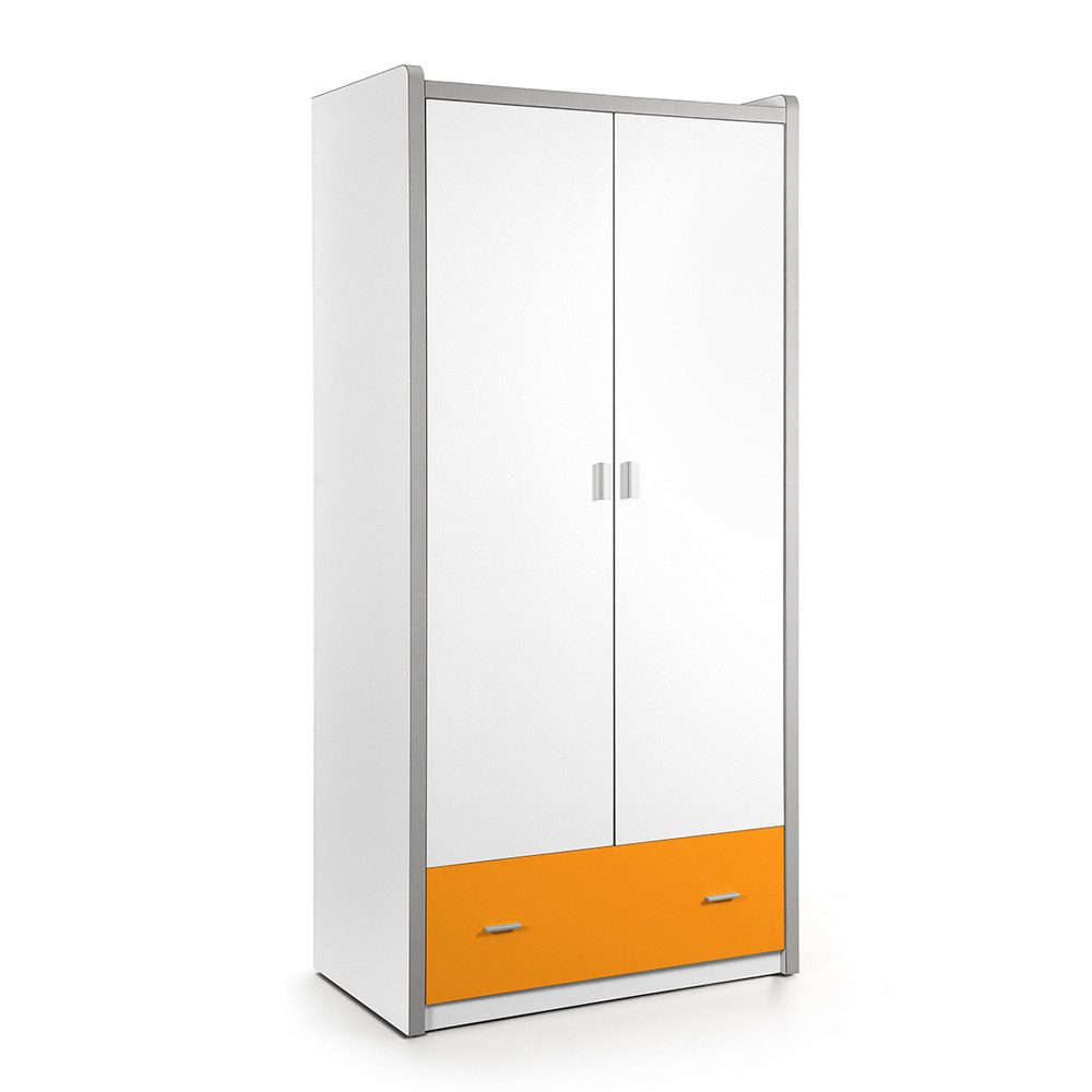 Lomadox Kleiderschrank 2-türig, 100cm breit, in weiß/orange