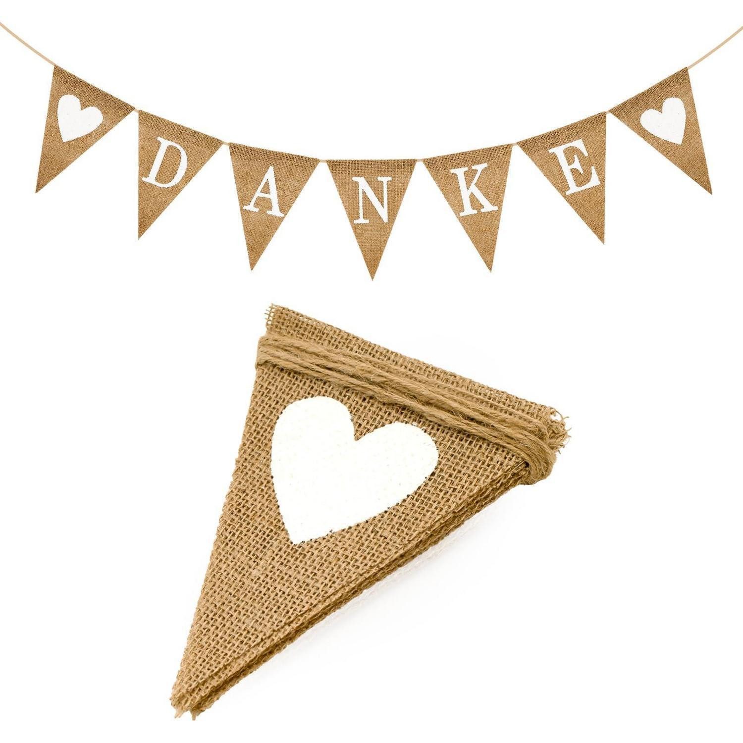 LuxusKollektion Wimpelkette Dankes-Girlande Jute Wimpelkette 1M