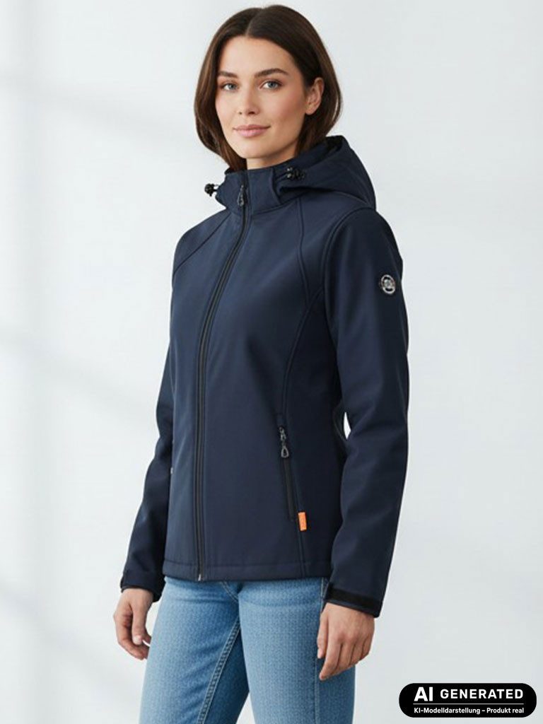 Blue Wave Softshelljacke Damen Jacke Maite Softshell mit Innenfleece - Damenjacke Winddicht Wassersäule 5000 mm, Atmungsaktiv, Kapuze abnehmbar, 3-Lagen-Laminat
