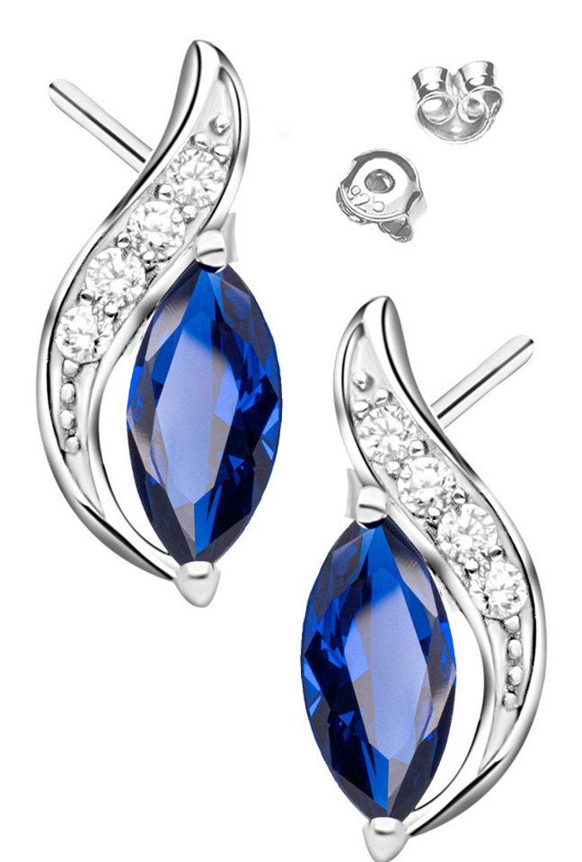Limana Paar Ohrstecker schwungvolle Damen Ohrringe 925 Silber Zirkonia Frauen Schmuck (Freundin Geschenk, inkl. Schmuckbox), Büro Freizeit Geburtstag Weihnachten Muttertag