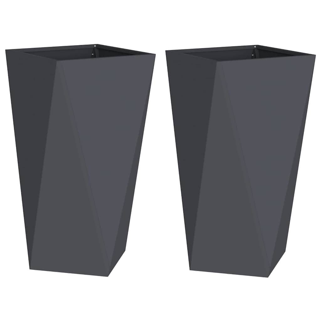 vidaXL Blumentopf Pflanzkübel 2 Stk. Anthrazit 40 x 40 x 75 cm Stahl (2 St)