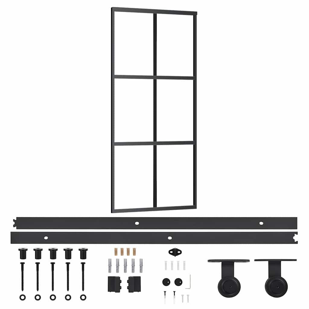 vidaXL Schiebetür Schiebetür mit Beschlag ESG-Glas & Aluminium 90x205 cm (1-St)