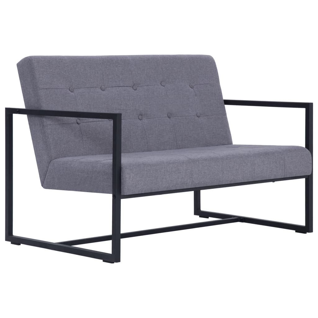 vidaXL Sofa 2-Sitzer-Sofa mit Armlehnen Hellgrau Stahl und Stoff