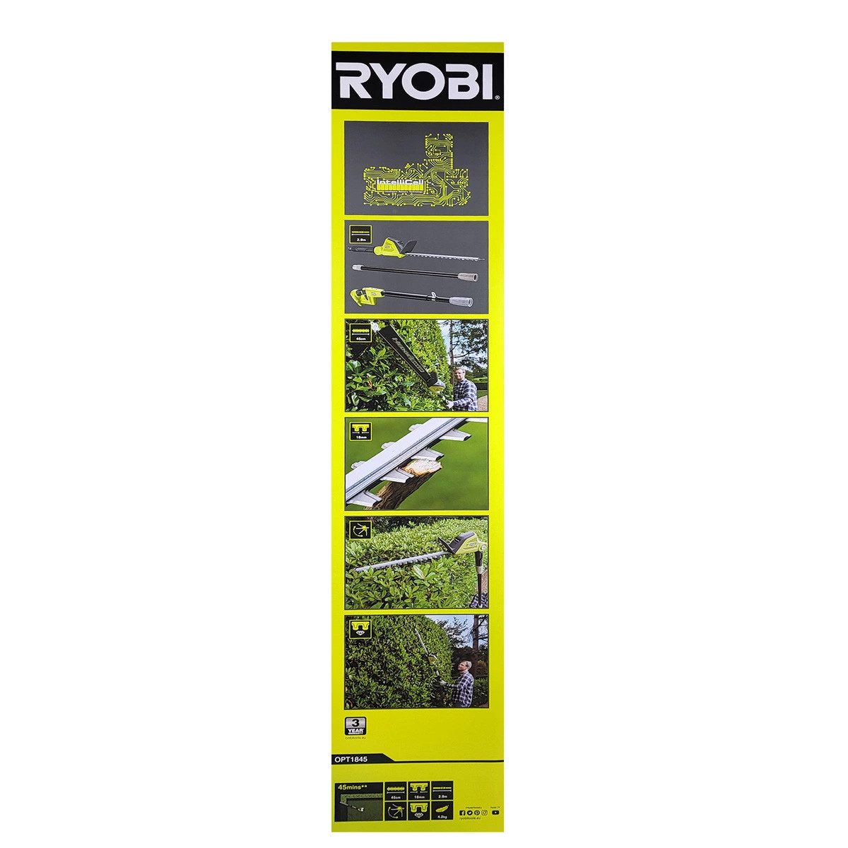 RYOBI Akku-Heckenschere Ryobi OPT1845 - Akku-Heckenschere 18 V mit 50 cm Messerlänge im Set, (1 St) – Bild 3 von 3