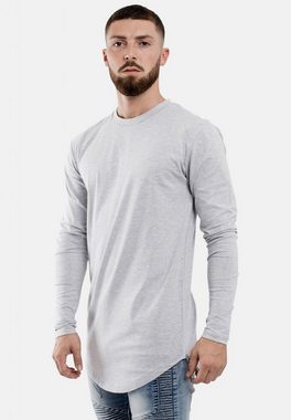 Blackskies T-Shirt Side Zip Langarm Longshirt T-Shirt Aschgrau Small