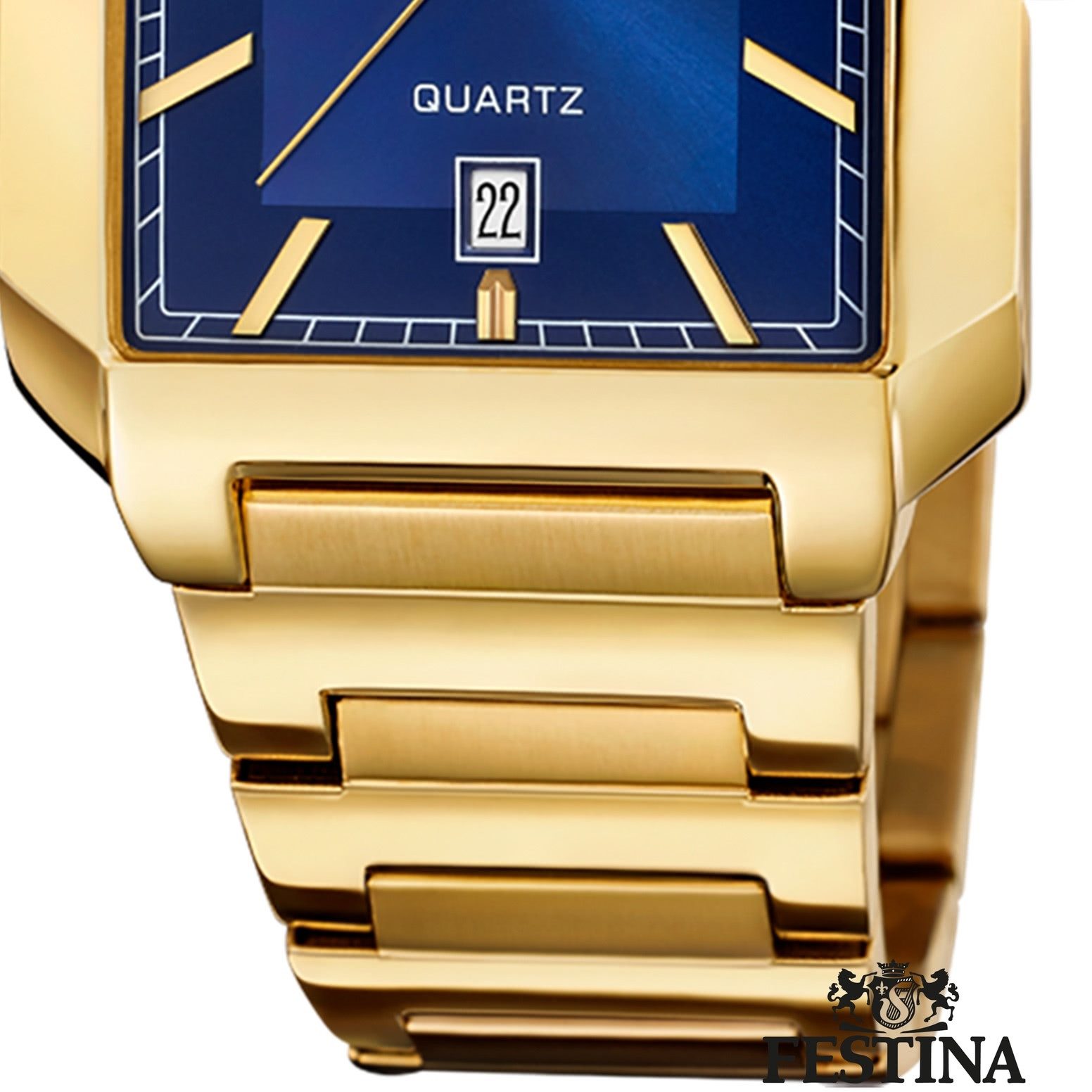 Festina Quarzuhr Festina Herrenuhr Edelstahl gold Festina, (Analoguhr), Herren Armbanduhr eckig, rechteckig, Edelstahlarmband gold, Fashion