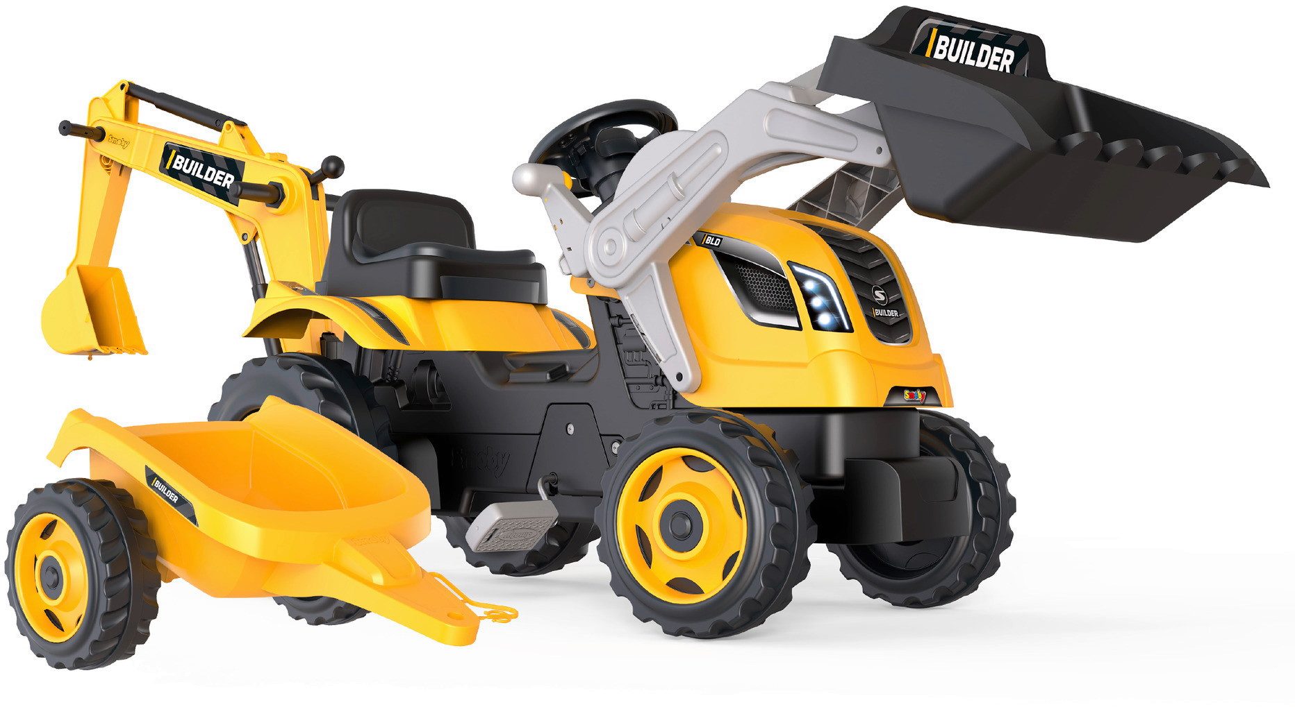 Smoby Tretfahrzeug Outdoor Spielzeug Traktor + Anhänger Builder Max orange 7600710304