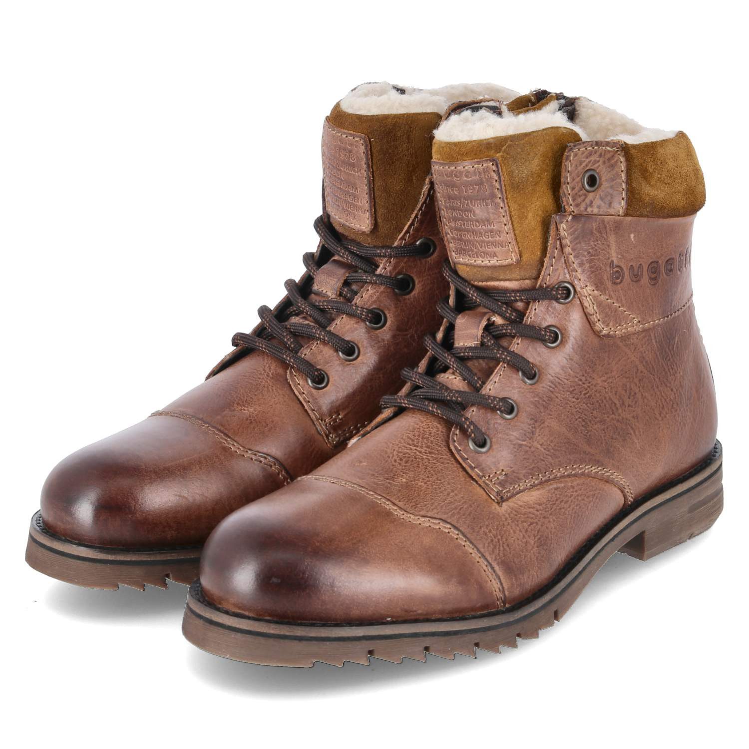 bugatti Bugatti Winterstiefel 321AUF501200-6300 Herren Glattleder brown Schnürstiefel