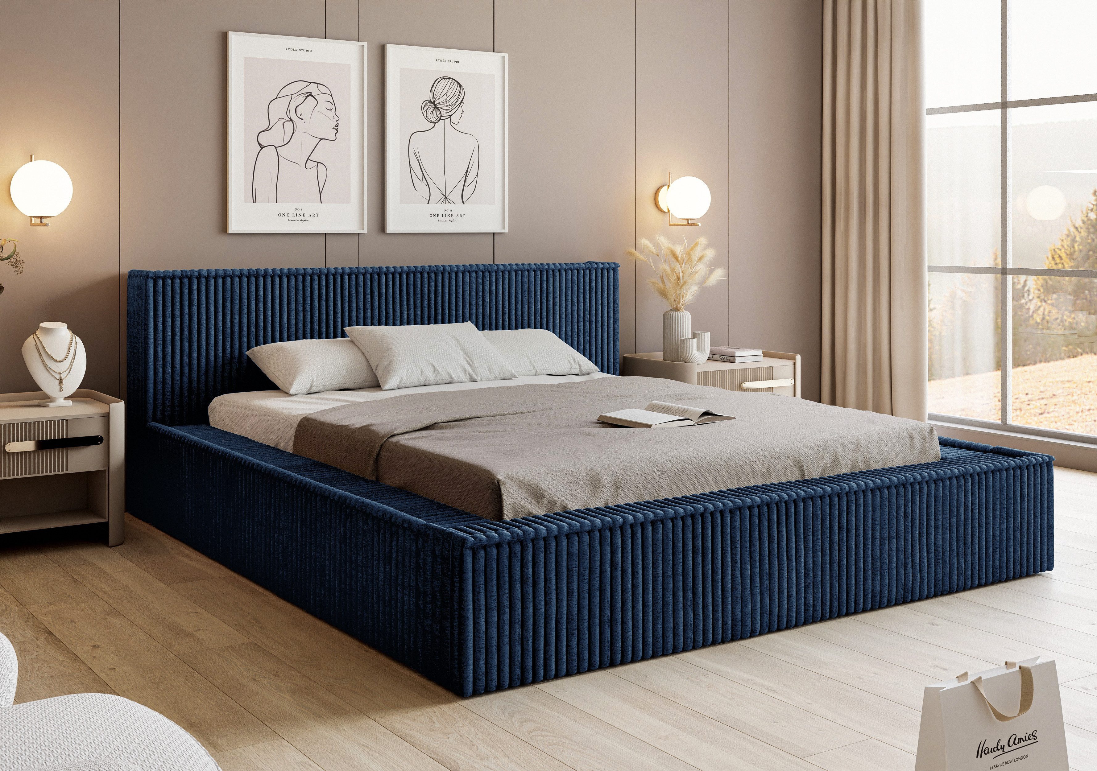 Goldstoff Polsterbett Veloria mit Bettkasten und günstig online kaufen