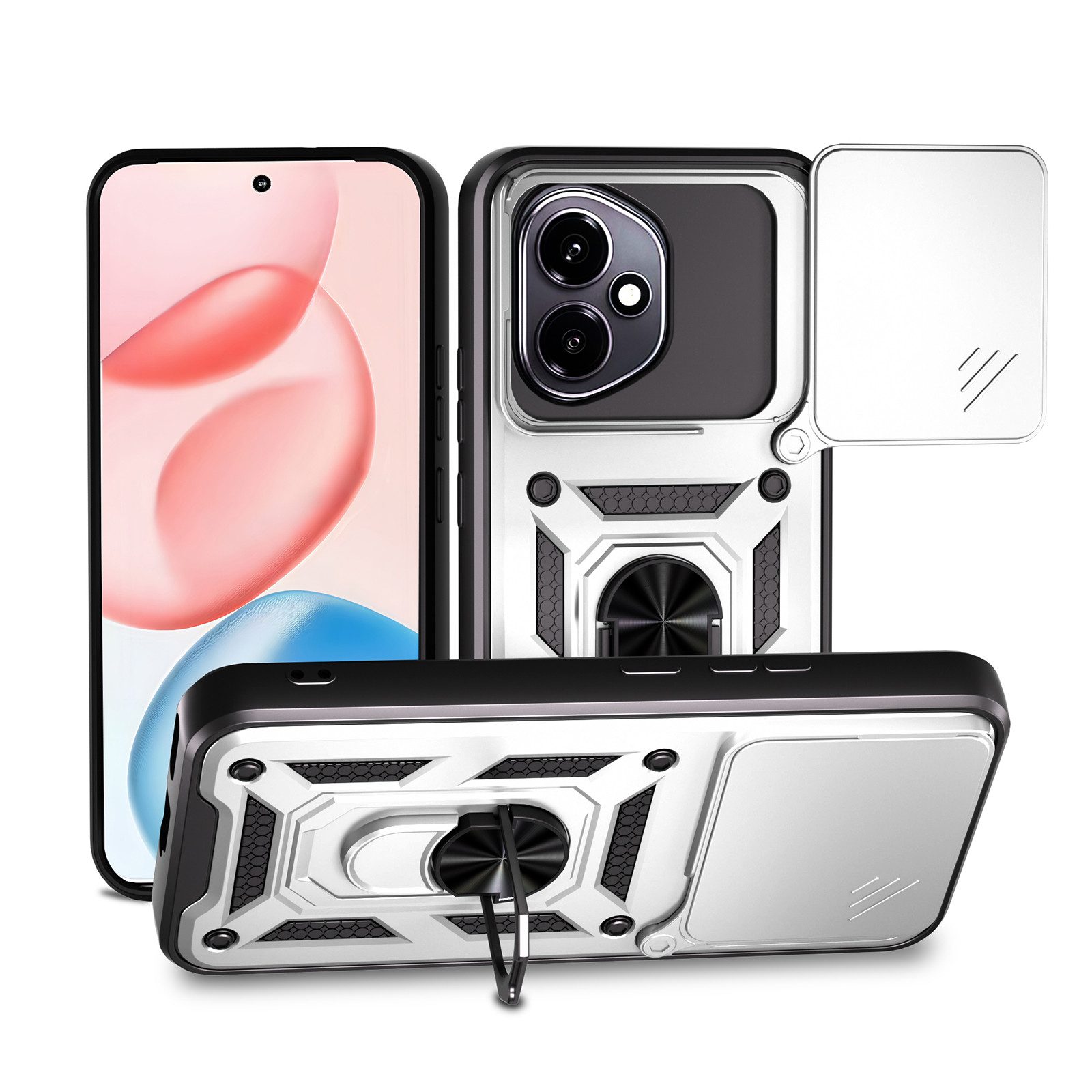 betterfon Handyhülle Panzer Hülle für Honor 400 Outdoor Case mit Kameraschutz, Outdoorhülle mit Ringhalter Smartstand Kameraschutz und Silikonkern