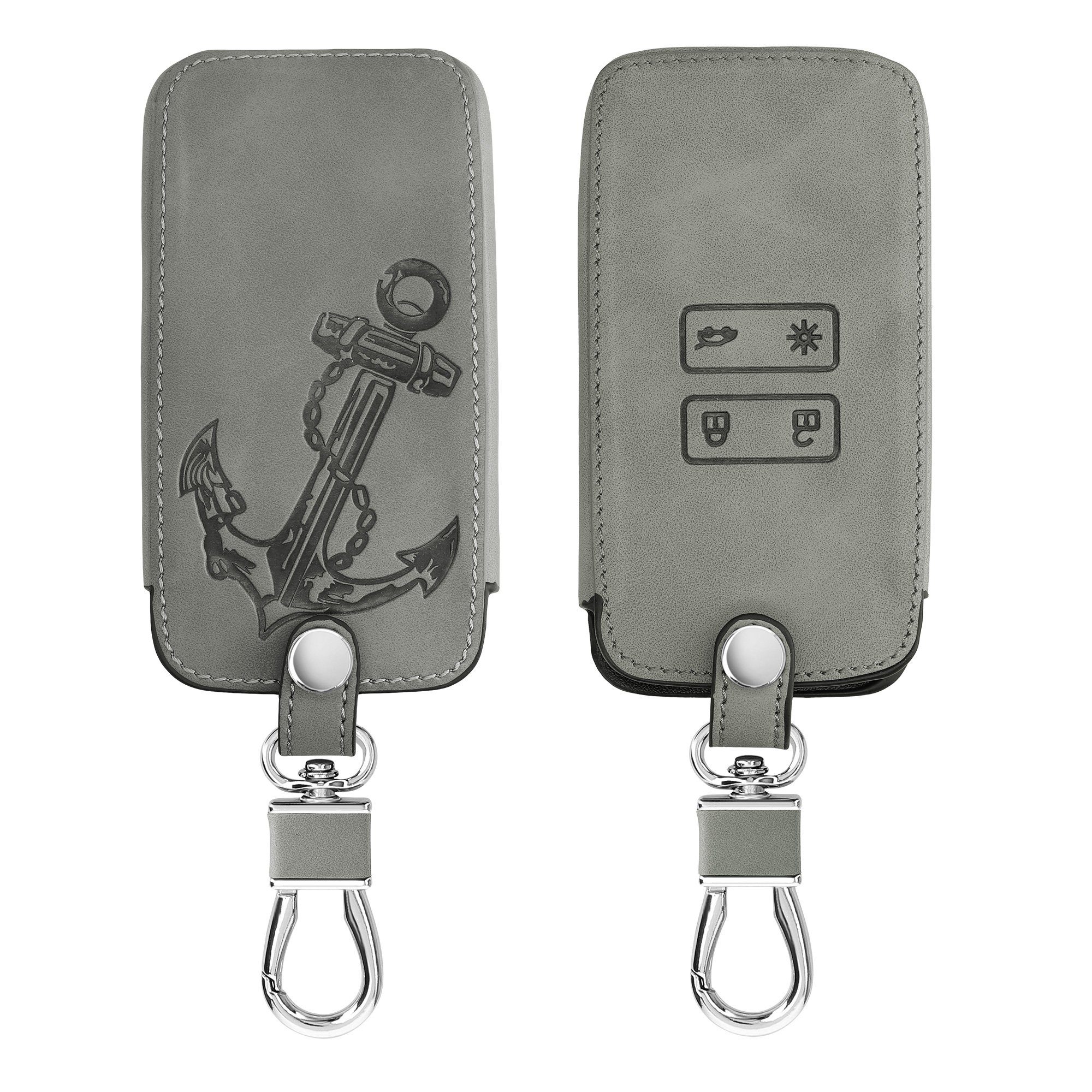 kwmobile Schlüsseltasche Autoschlüssel Hülle für Renault, Nubuklederoptik -  Kunstleder Schutzhülle Schlüsselhülle Cover, geeignet für Renault 4-Tasten  Smartkey Autoschlüssel (nur Keyless Go) Schlüssel