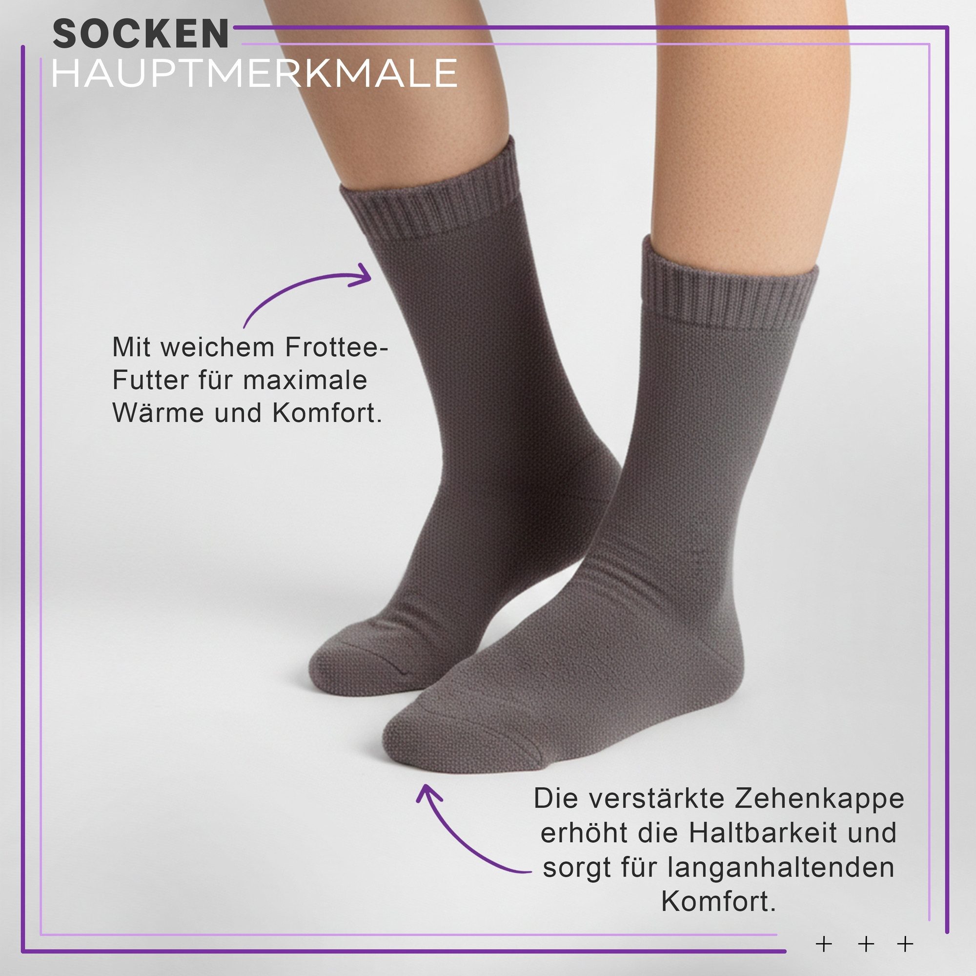 German Wear Kuschelsocken GW272 3er Pack Terrysocken (3er-Pack) Frottee-Baumwollsocken – für das ganze Jahr geeignet
