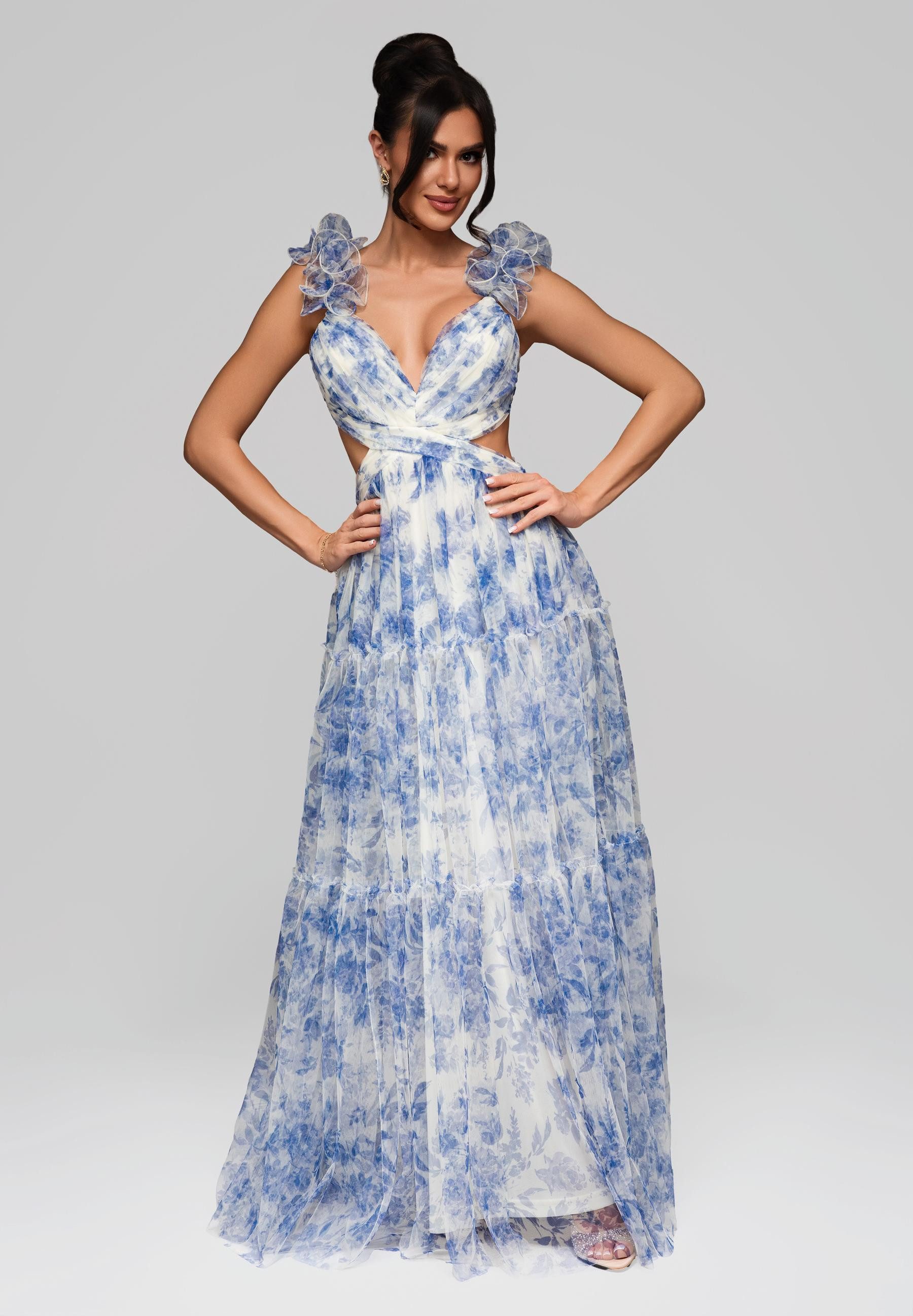 OMBRE Abendkleid Langes Chiffonkleid mit floralen günstig online kaufen