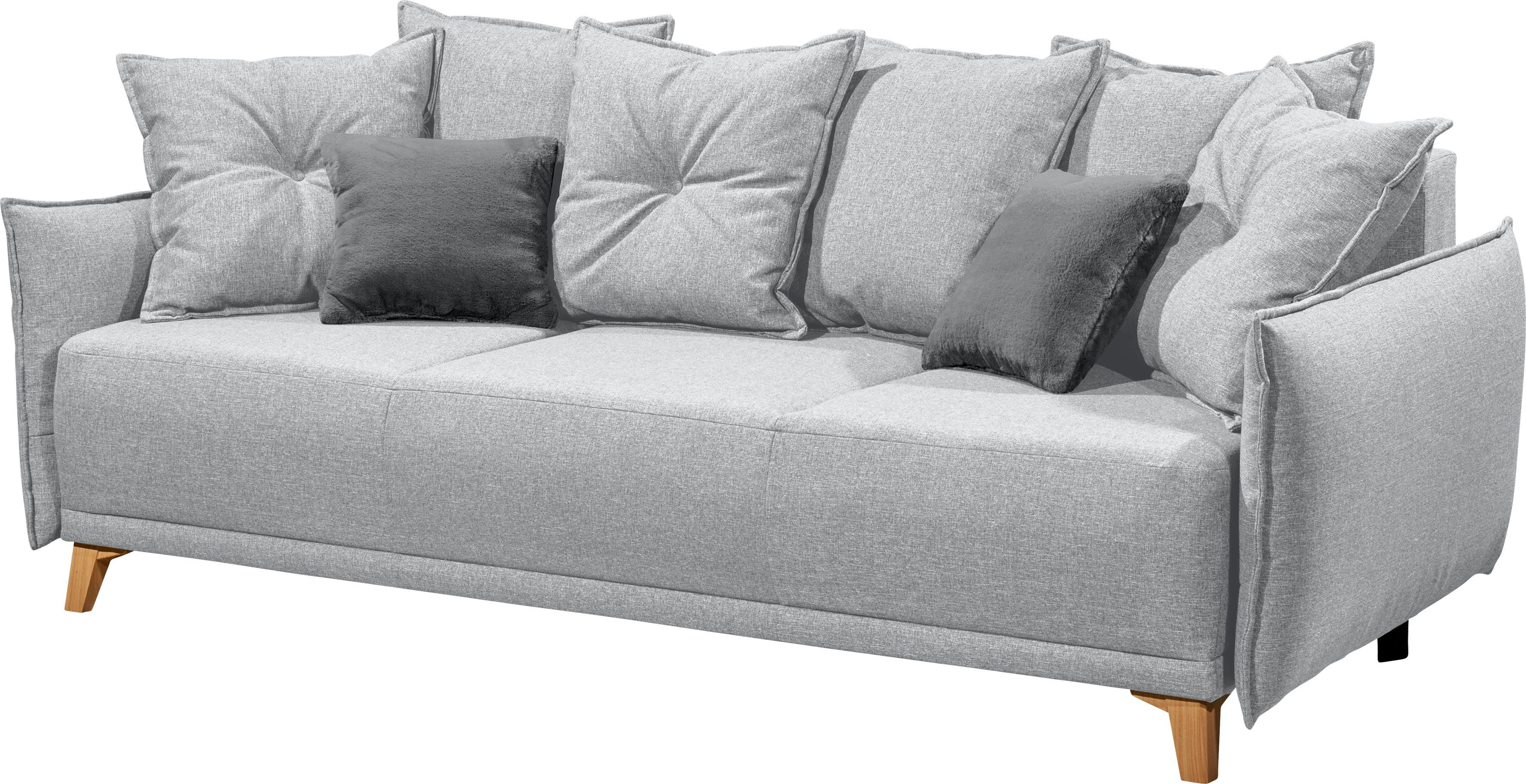 Zierkissen, silver/Zierkissen und Lapit Rücken- DESIGN Schlafsofa Pamplona, EXCITING frei 16 im mit Bettfunktion, 16 Bettkasten, Raum grau/Denver ED anthrazit