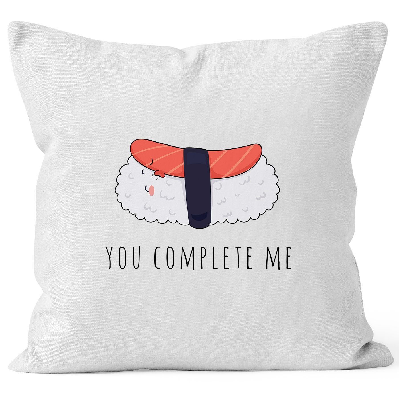 MoonWorks Dekokissen Kissen-Bezug Sushi You complete me Geschenk Valentinstag Weihnachten Kissen-Hülle Deko-Kissen Baumwolle MoonWorks®