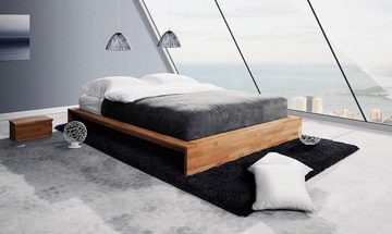 Natur24 Einzelbett Bett Lubic 3 Kernbuche massiv 80x200 ohne Kopfteil mit Holzfußgestell