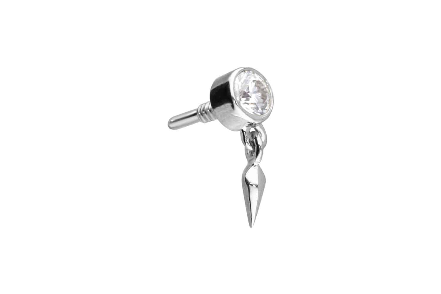 Piercing-Set 14 Karat Gold Schraubaufsatz mit Außengewinde MOISSANIT + SPITZE