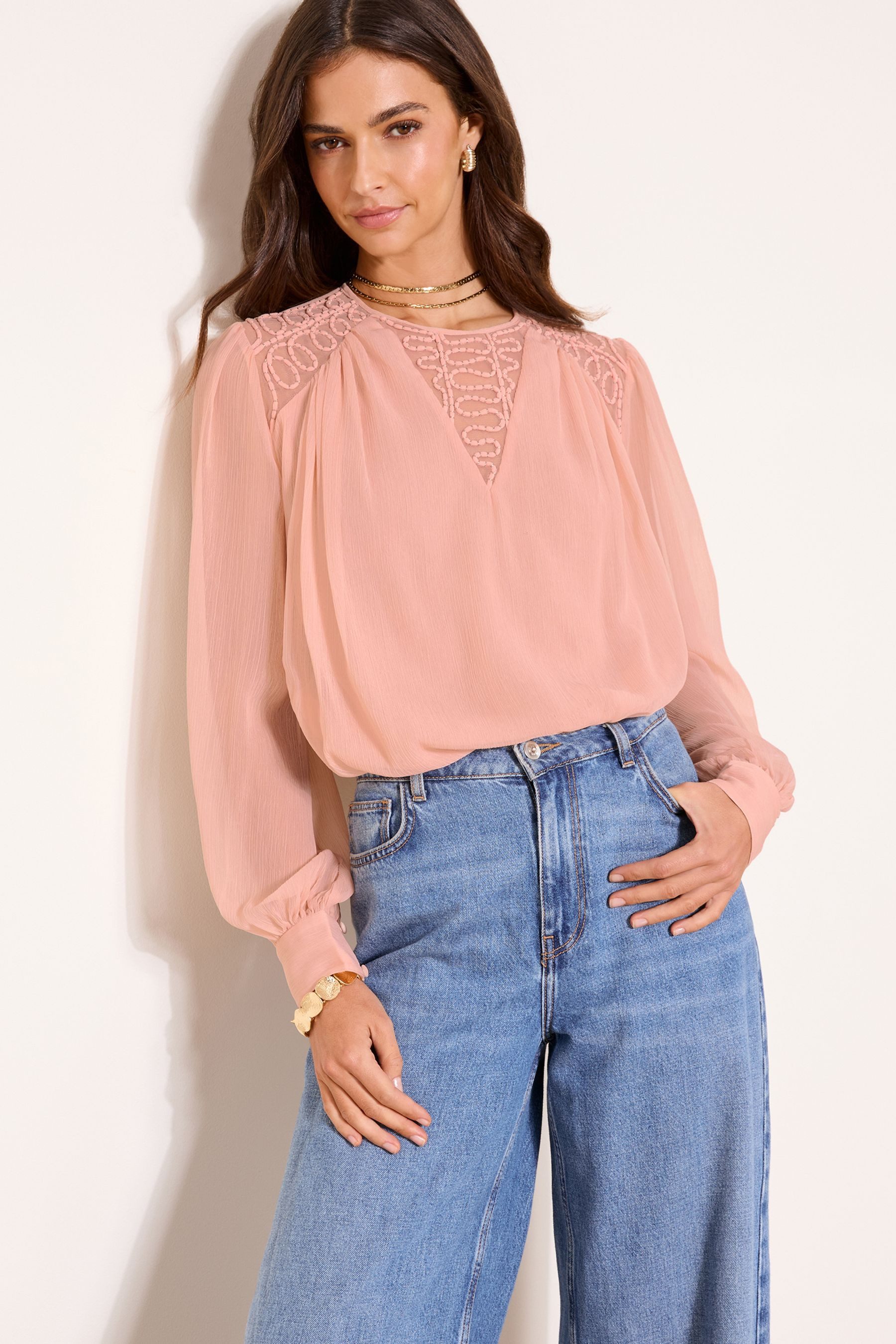 LIPSY Langarmbluse Lipsy Bluse mit Blousonärmeln, Regular (1-tlg)