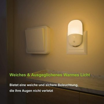 WILGOON Nachtlicht 1/2 Stück LED Nachtlicht Steckdose Bewegungsmelder Treppen-Leuchte, LED fest integriert, WarmWeiß, Helligkeit Einstellbar Orientierungslicht,Steckdosenlicht