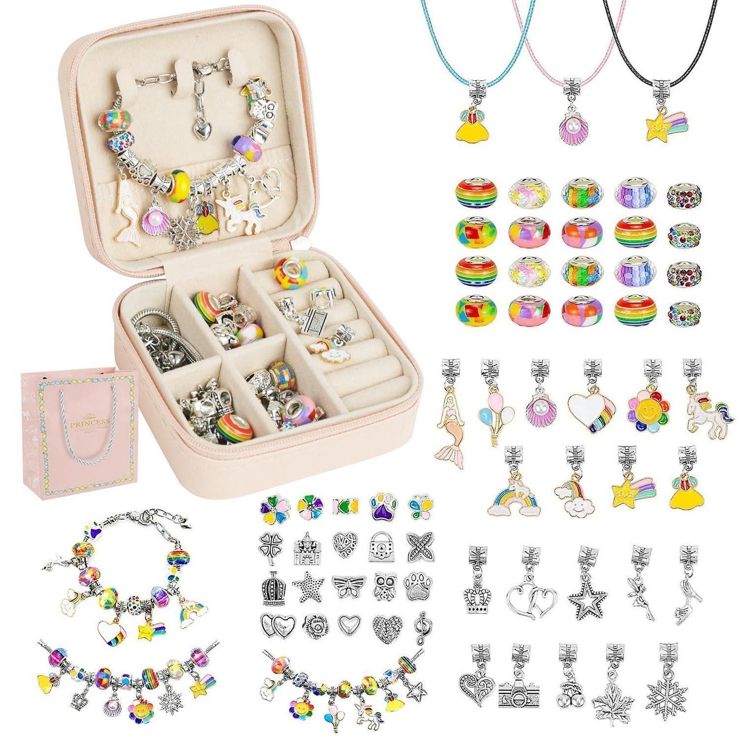 LuxusKollektion Ketten und Armband Set Bastelset Armband mit Perlen & Charms Kinder