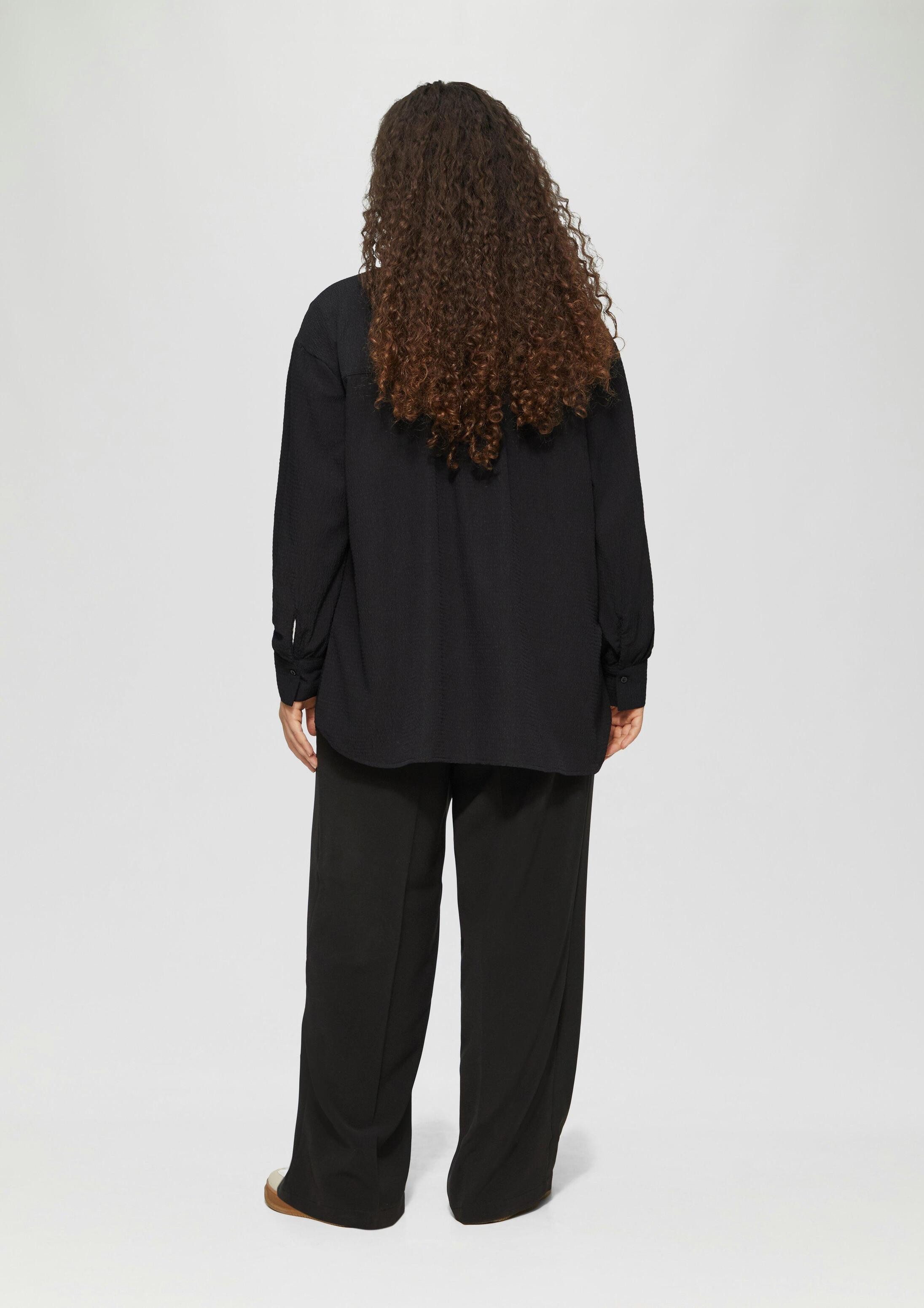 s.Oliver Langarmbluse Bluse Strukturierte Hemdbluse mit Raffung