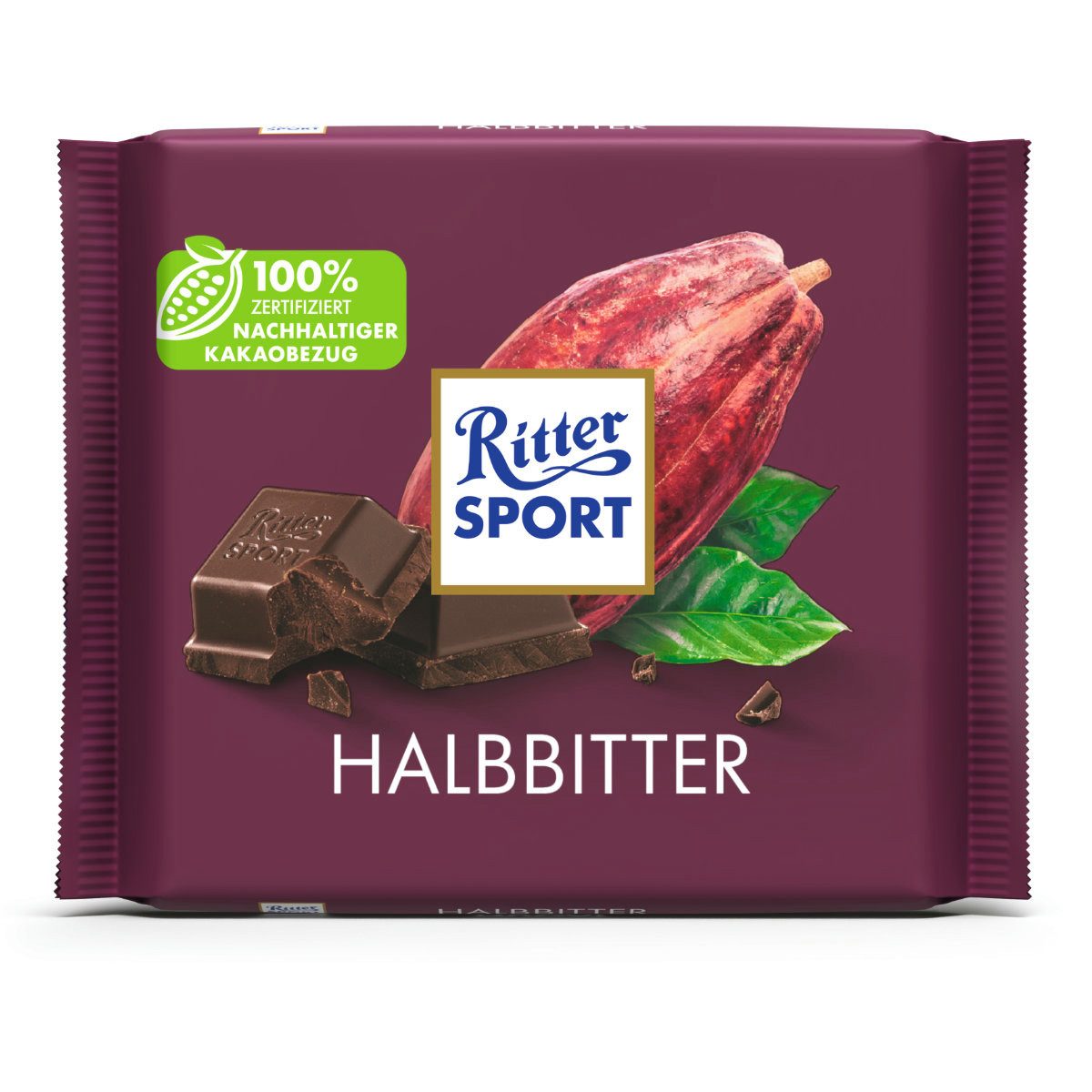 Ritter SPORT Schokolade, Ritter Sport Halbbitter mit Edel Kakaoanteil aus Nicaragua 100g