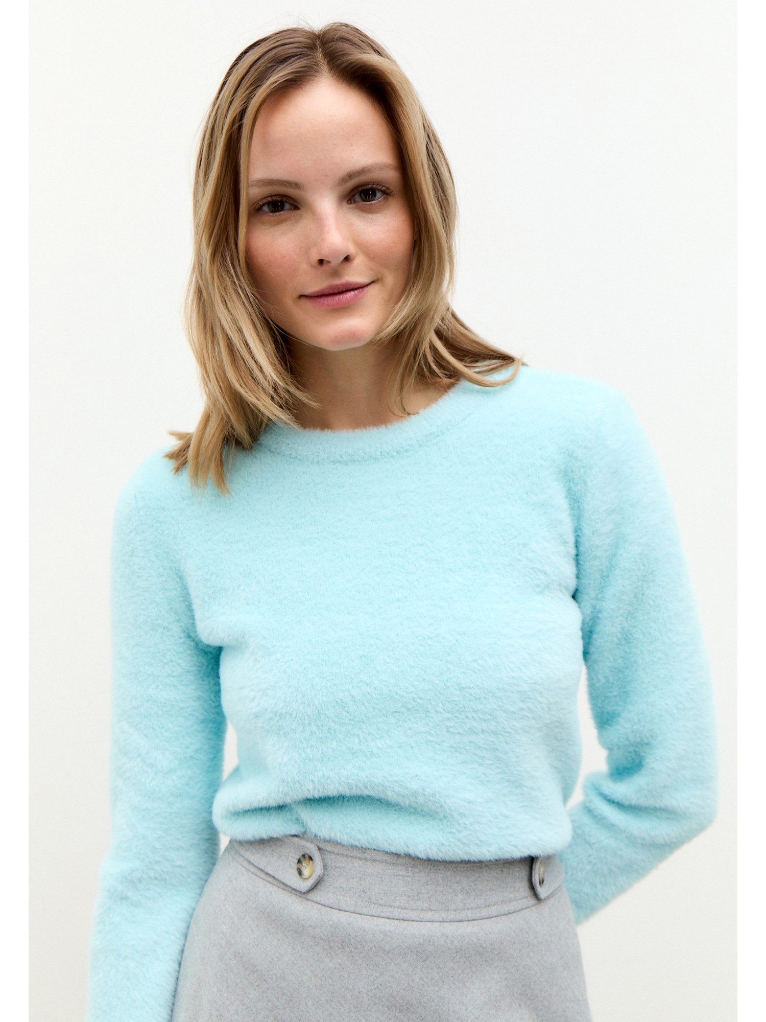 MORE&MORE Rundhalspullover superweicher, haariger Kuschelpullover günstig online kaufen