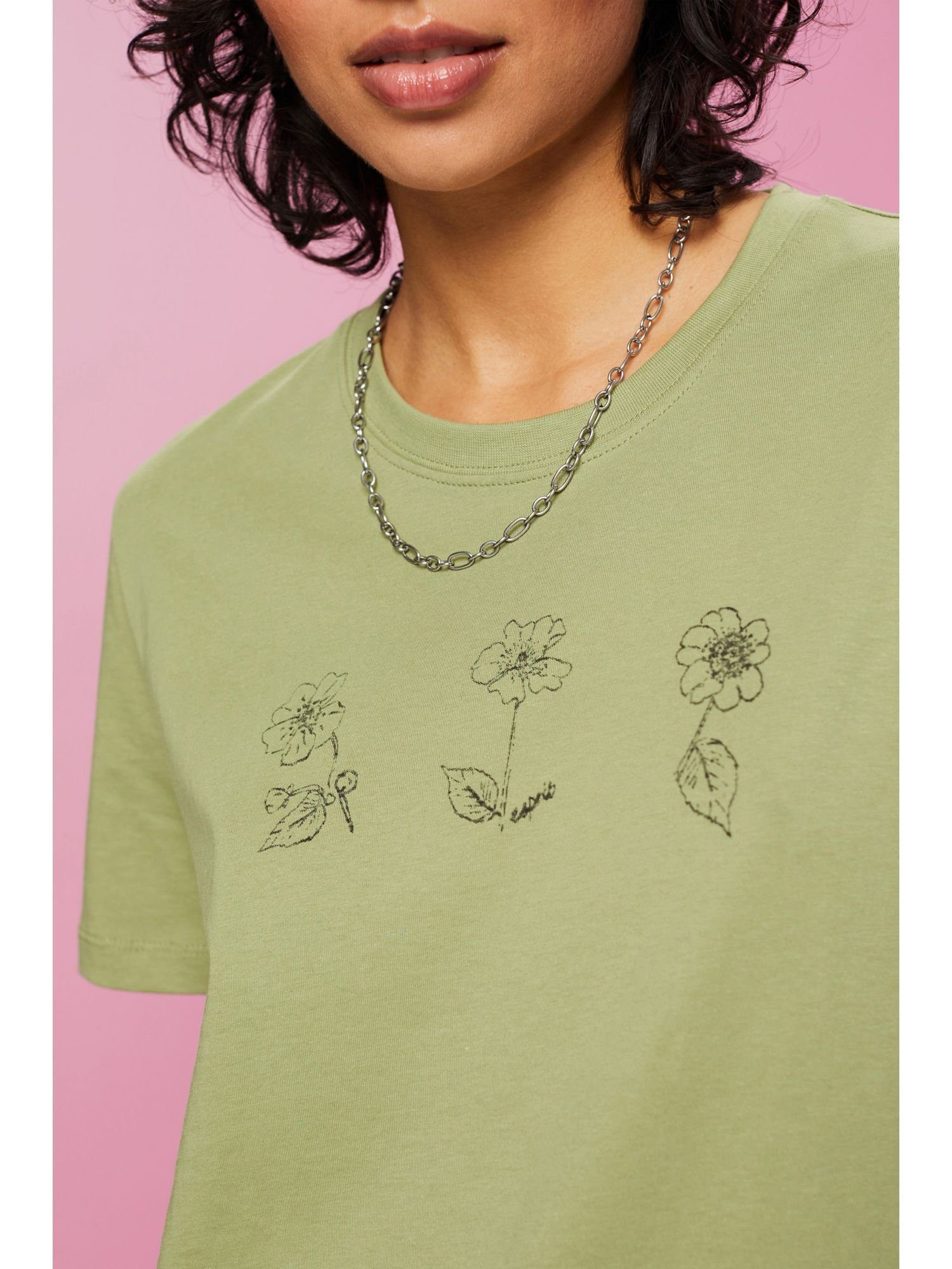 by PISTACHIO GREEN mit Baumwoll-T-Shirt T-Shirt Blumenprint edc Esprit (1-tlg)