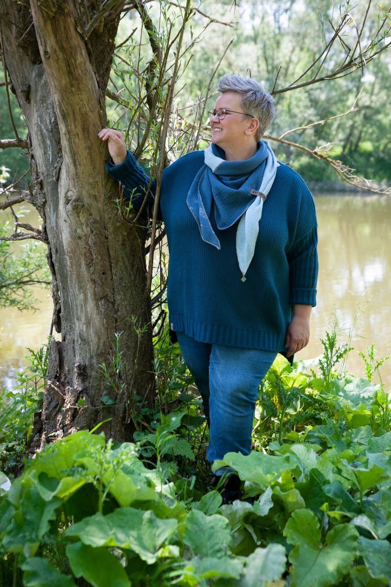 Knit Factory Strickponcho Kylie Pullover 46/54 Glatt Anthrazit (1-tlg) Strickware Strickartikel Pullover Strickpullover