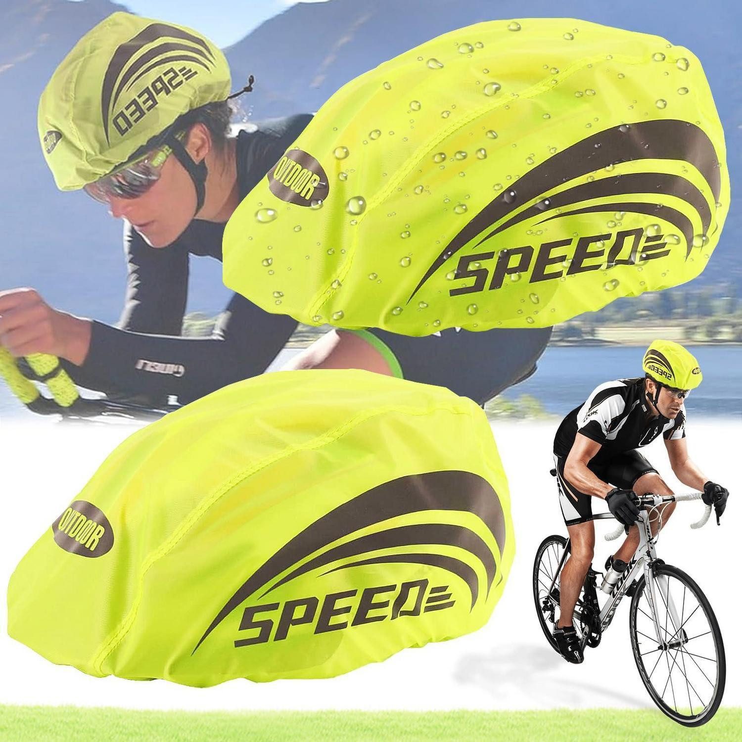 LuxusKollektion Fahrradhelmüberzug Fahrradhelm Regenschutz 2 Stk. Fluoreszenzgrün