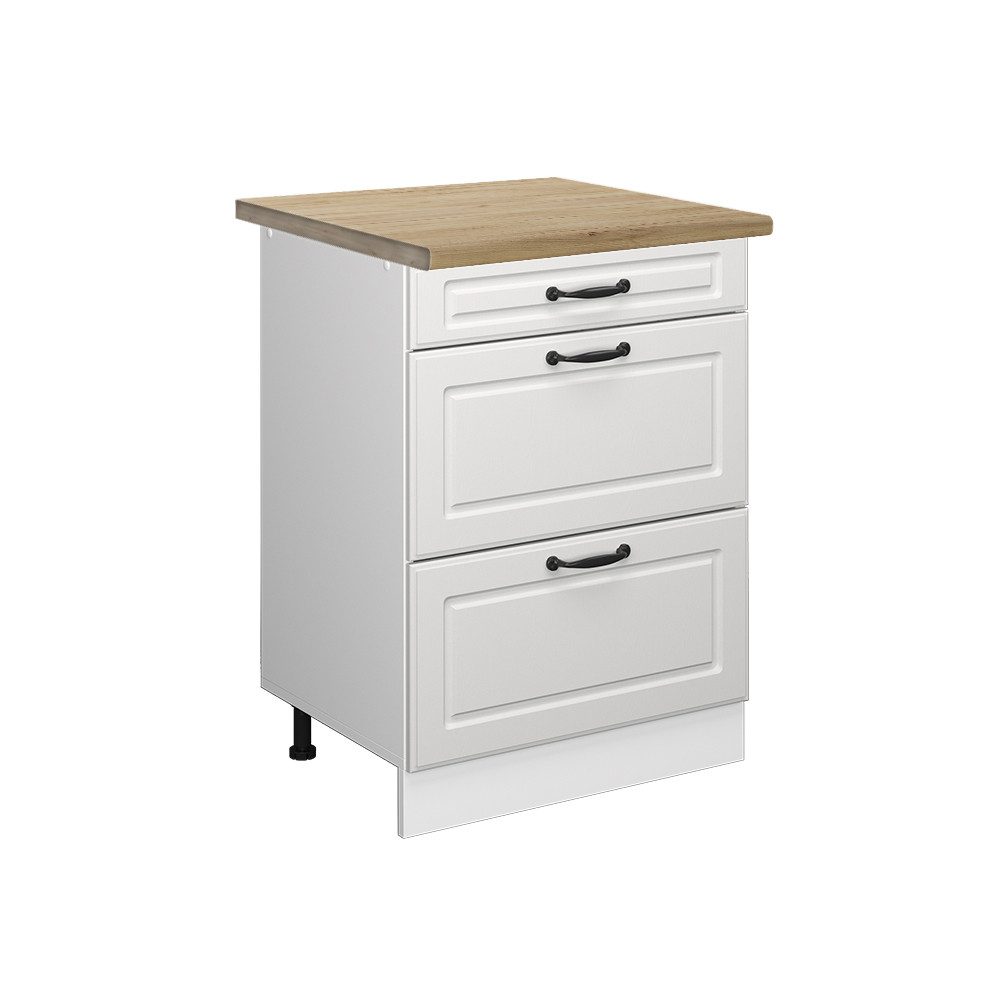 Vicco Küchenunterschrank R-Line Weiß Landhaus/Weiß 60 cm mit Schubladen AP günstig online kaufen