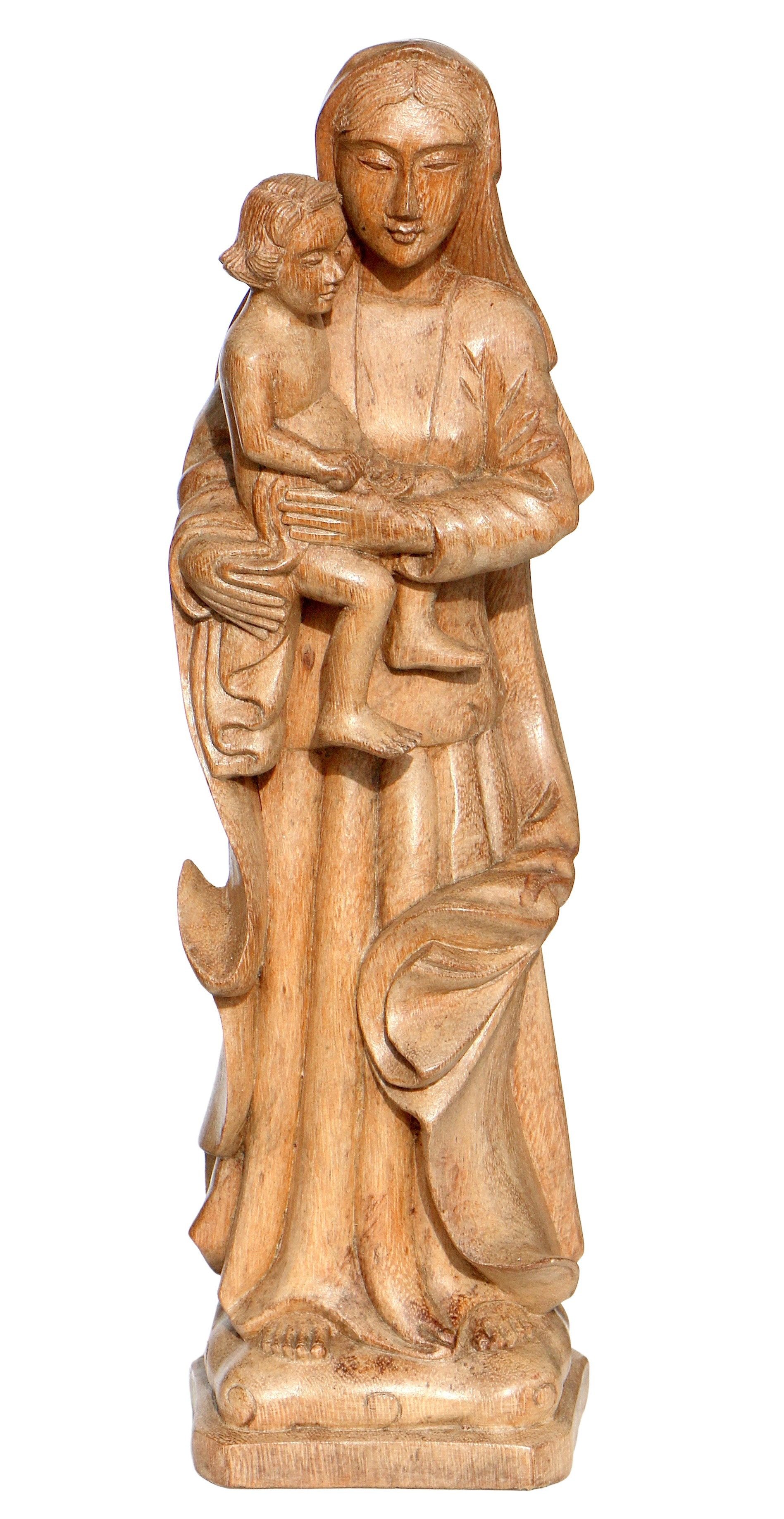 Wogeka Dekofigur Heiligenfigur Maria mit Jesus Holz-Figur Dekoration