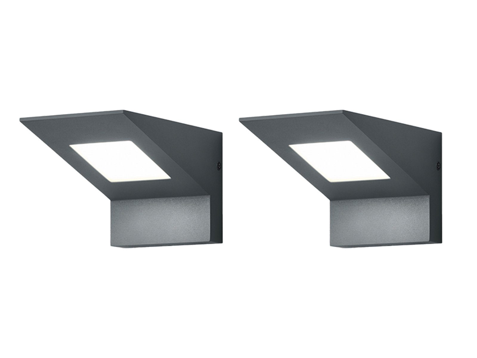TRIO Leuchten LED Außen-Wandleuchte, LED fest integriert, Warmweiß, 2er-Set Fassadenbeleuchtung für Hauswand, Anthrazit, IP 54, Höhe 10cm