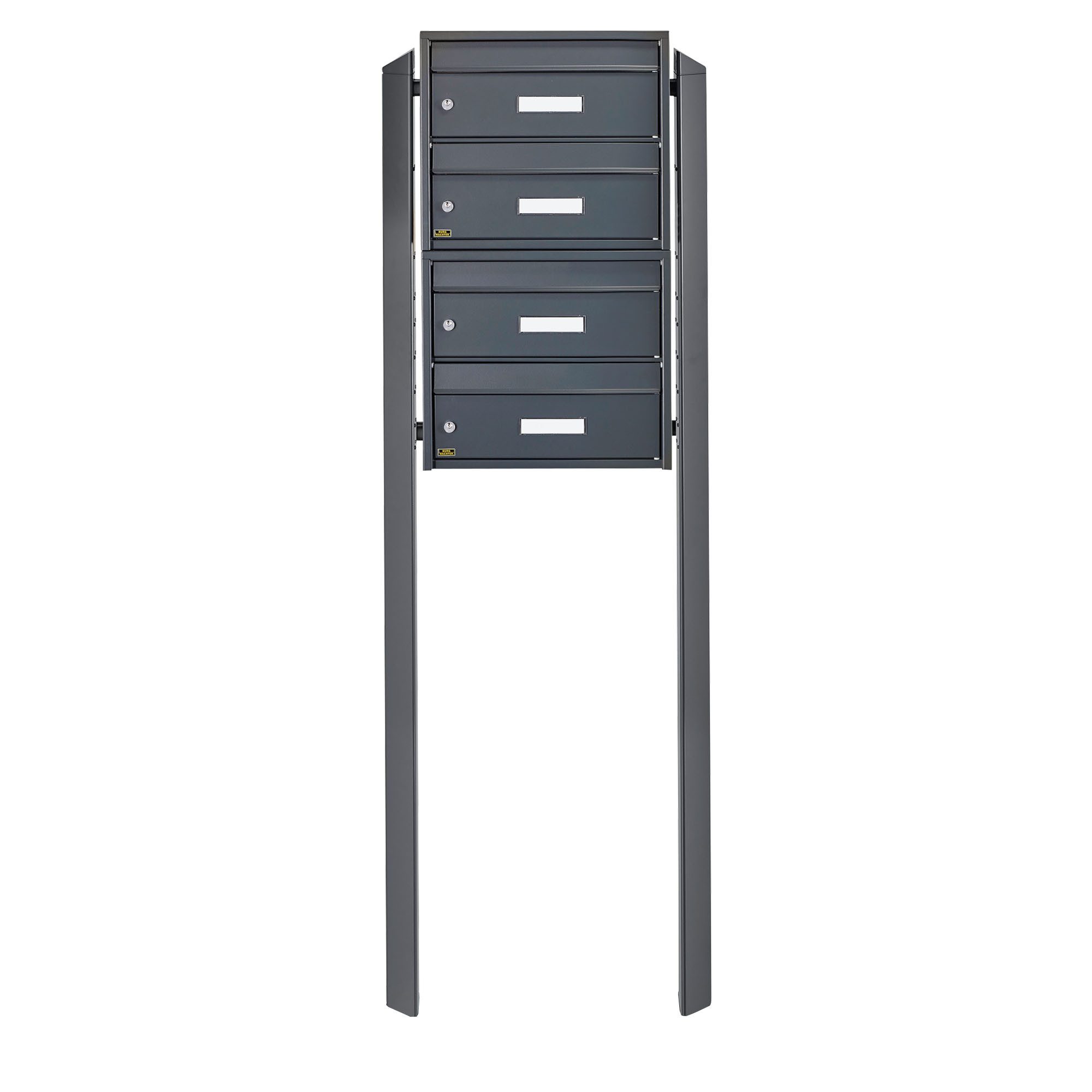 Burg Wächter Briefkastenanlage 4 Parteien anthrazit Briefkästen freistehend mit Standfuß