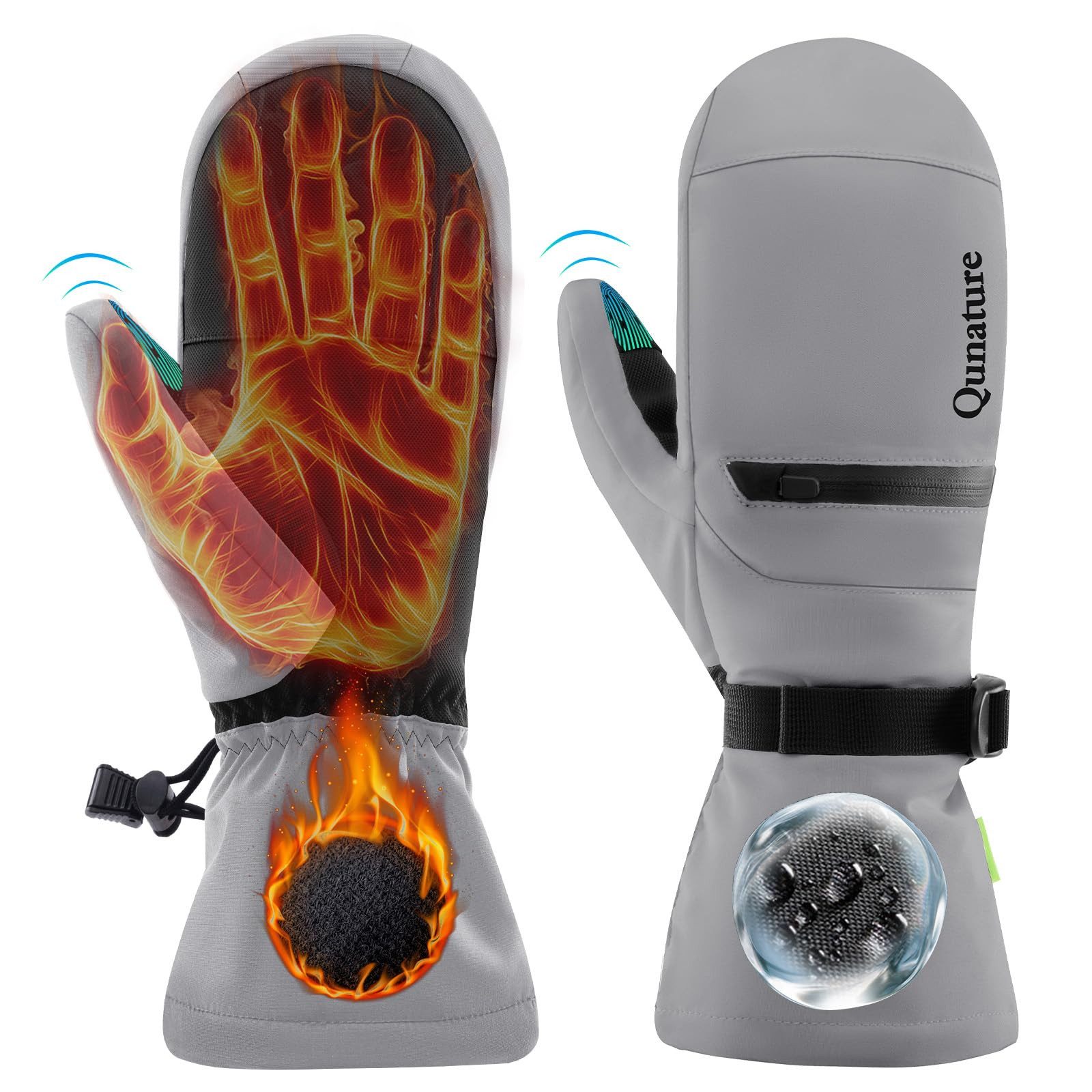 ROCKBROS Skihandschuhe Wasserdicht, Vollfingerhandschuhe, wärmend, mit Touchscreen-Funktion Touch screen function