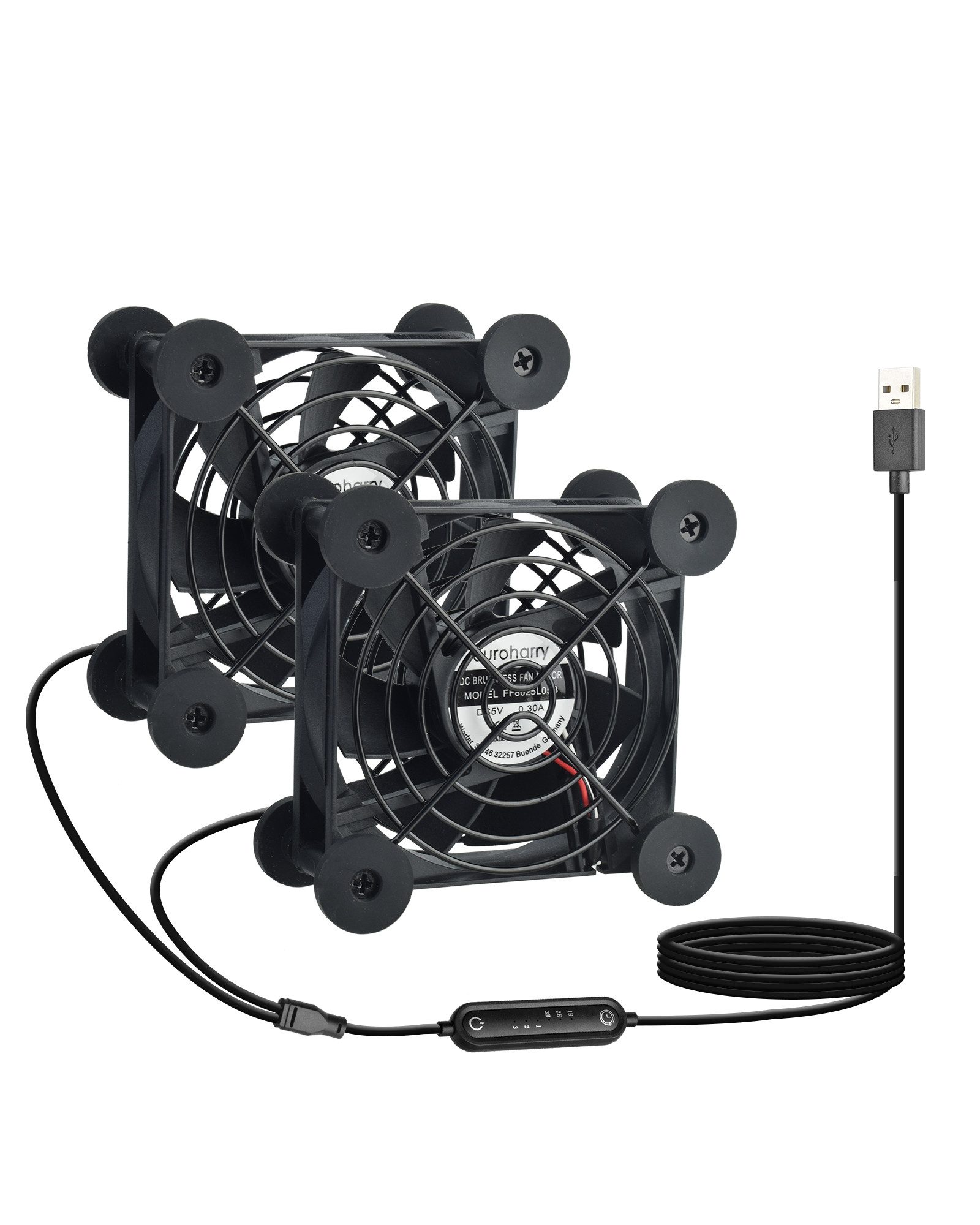 euroharry Mini USB-Ventilator USB 80mm leiser Ventilator6-Windgeschwindigkeiten Smart Timing