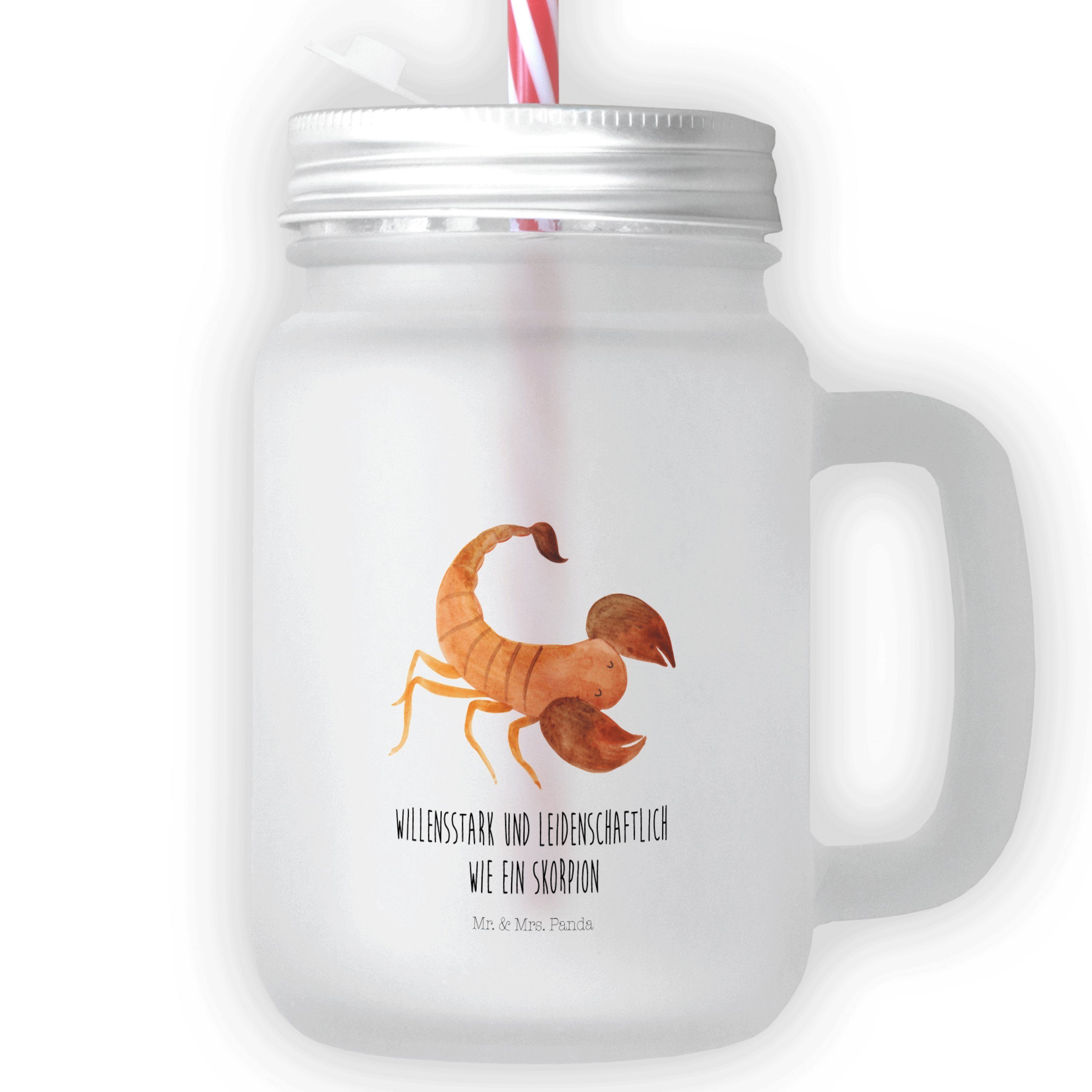 Mr. & Mrs. Panda Glas Sternzeichen Skorpion - Transparent - Geschenk, Aszendent, Mason Jar, Premium Glas