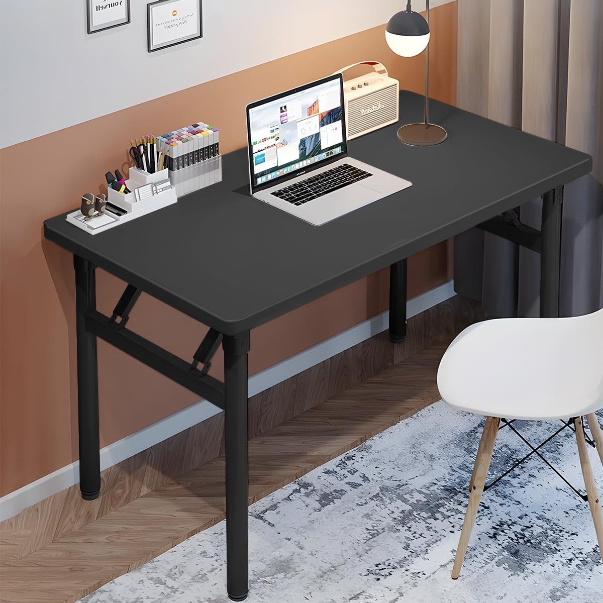 HDHNBA Klapptisch platzsparender Computertisch für Home-Office & Wohnzimmer (1-St), Einfach aufstellbarer Schreibtisch mit stabiler Metallkonstruktion