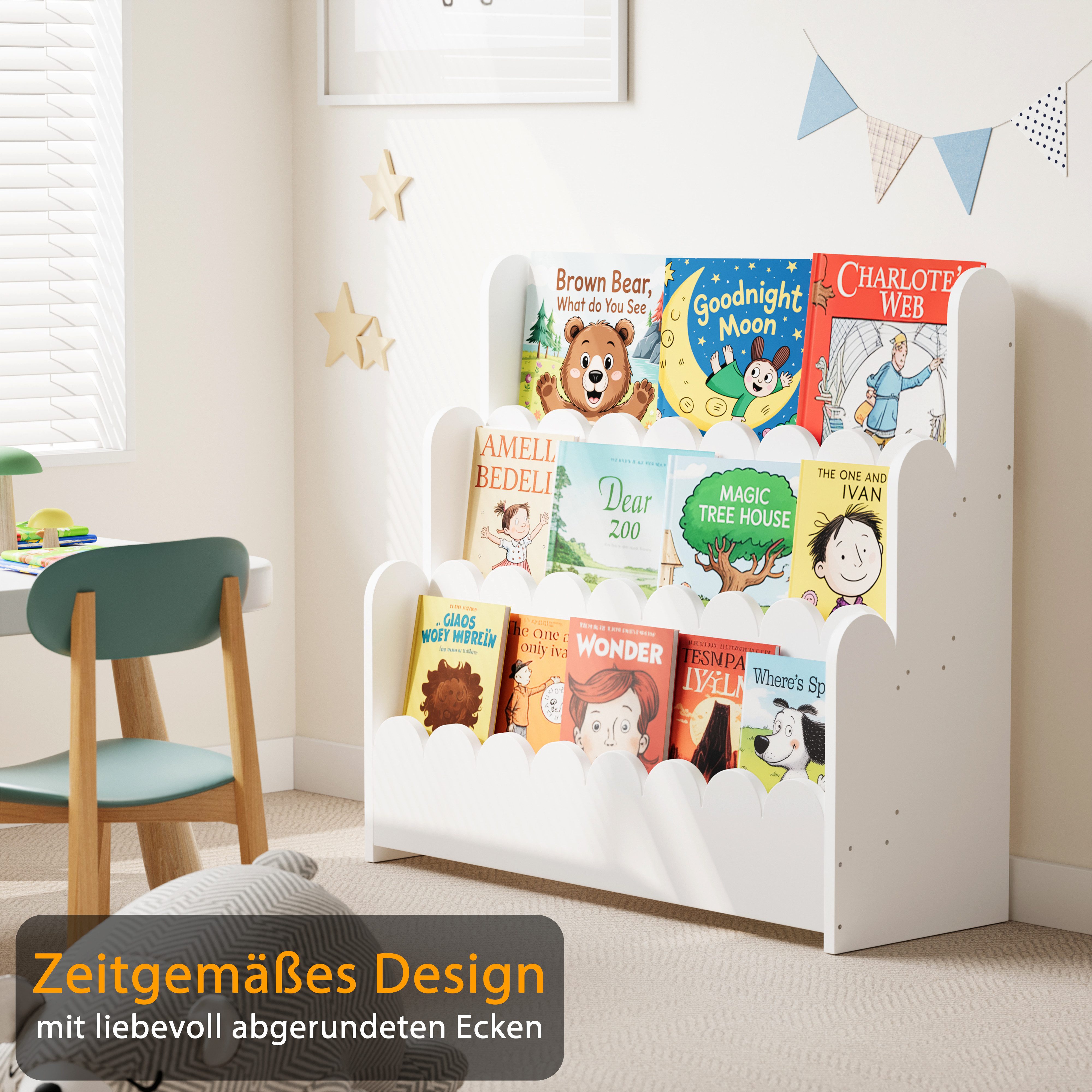 SpaceAid Bücherregal 3-stöckiges Kinderregal, Montessori-Bücherregal für Kleinkinder, 27T x 75B x 70H cm – Bild 3 von 5