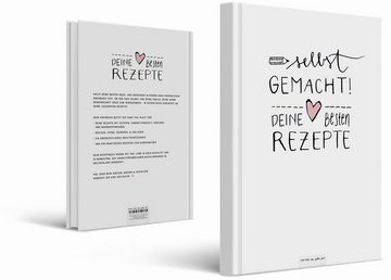 Eine der Guten Verlag Notizbuch Rezeptbuch zum Selberschreiben - selbst gemacht!, DIY Kochbuch für deine besten Rezepte, kreatives Geschenk, Weiß, Premium Hardcover, robuste Fadenbindung, 17x24 cm