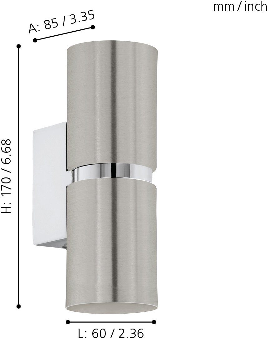 EGLO Wandleuchte PASSA, LED wechselbar, Warmweiß, Wand-/Deckenleuchte, L6 x günstig online kaufen