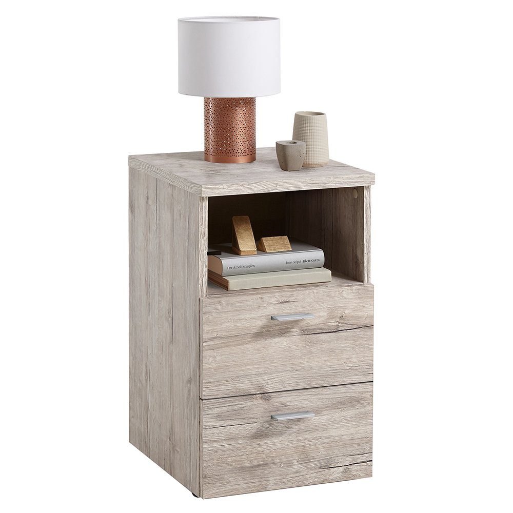 Lomadox Nachttisch CERNA-10, Nachtschrank Nachtkonsole, Sandeiche, 35/61,5/39,9 cm