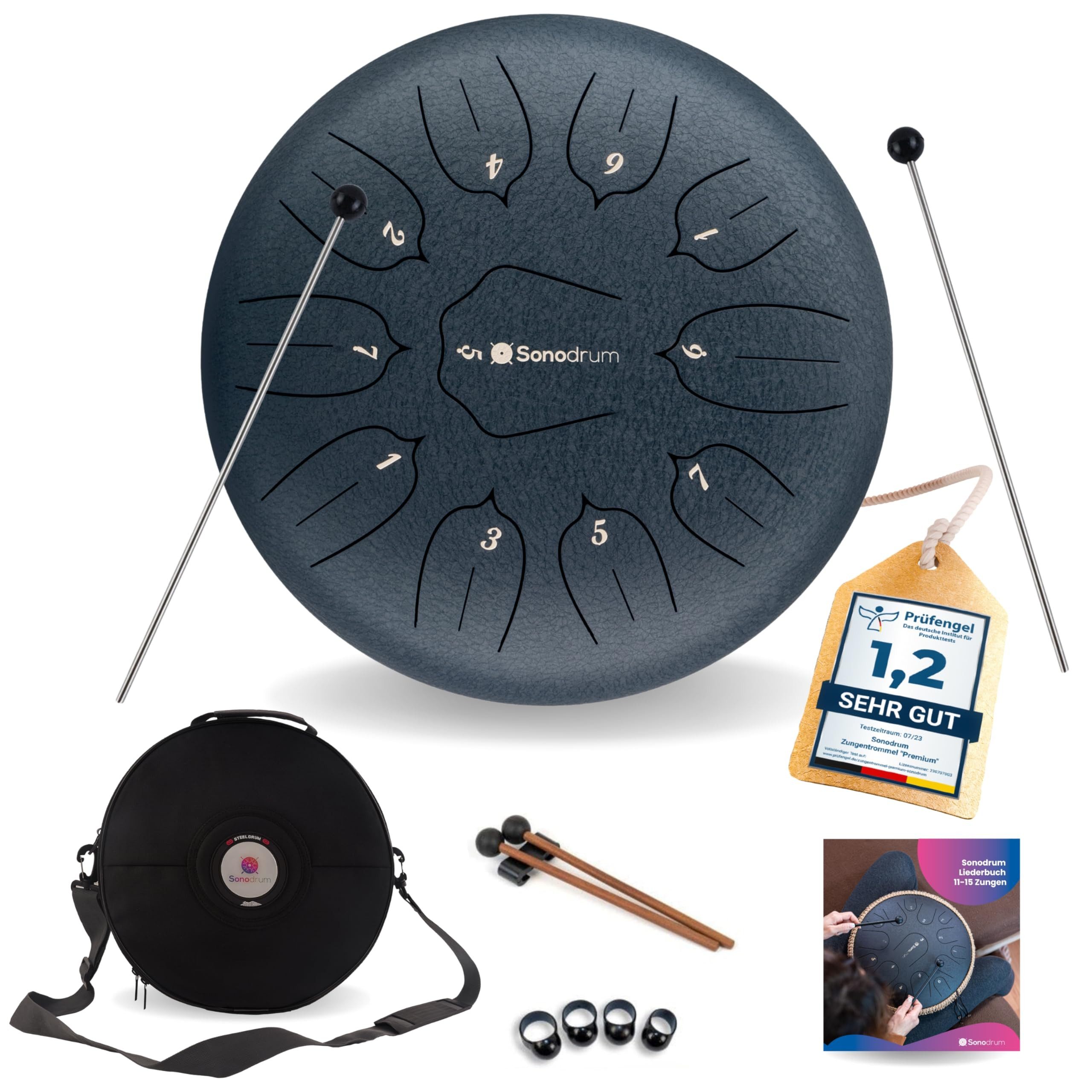 Steel Tongue Drum C - Dur, Zungentrommel 30 cm groß mit 11 Tönen