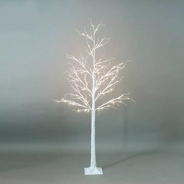 Arnusa LED Baum Leuchtbaum Winterbirke 160 cm 152 LED warmweiß, verschiedene Blinkmodi, LED fest integriert, warmweiß, für Innen und Außen Dekoleuchte Stehlampe
