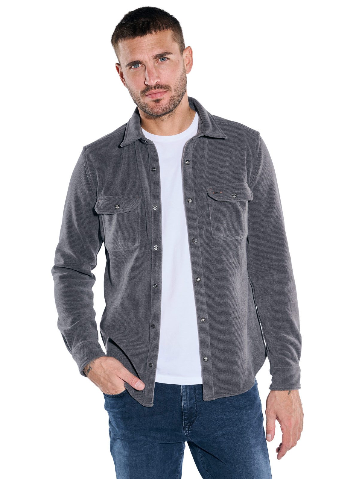 emilio adani Sweatshirt emilio adani Herren Overshirt in Cord-Optik, Anthrazit