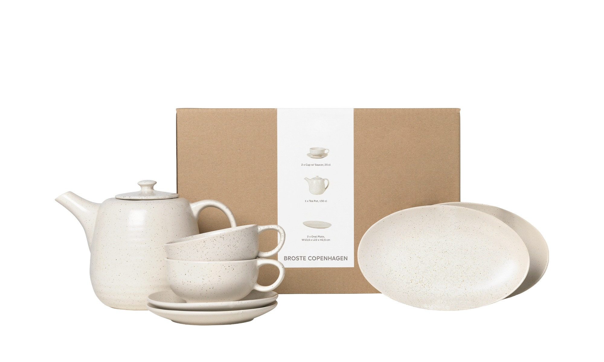 Broste Copenhagen Чайный сервиз Broste Copenhagen Nordic Vanilla Tee für Zwei Set, 2 Personen, Steingut, 7 Teile für 2 Personen