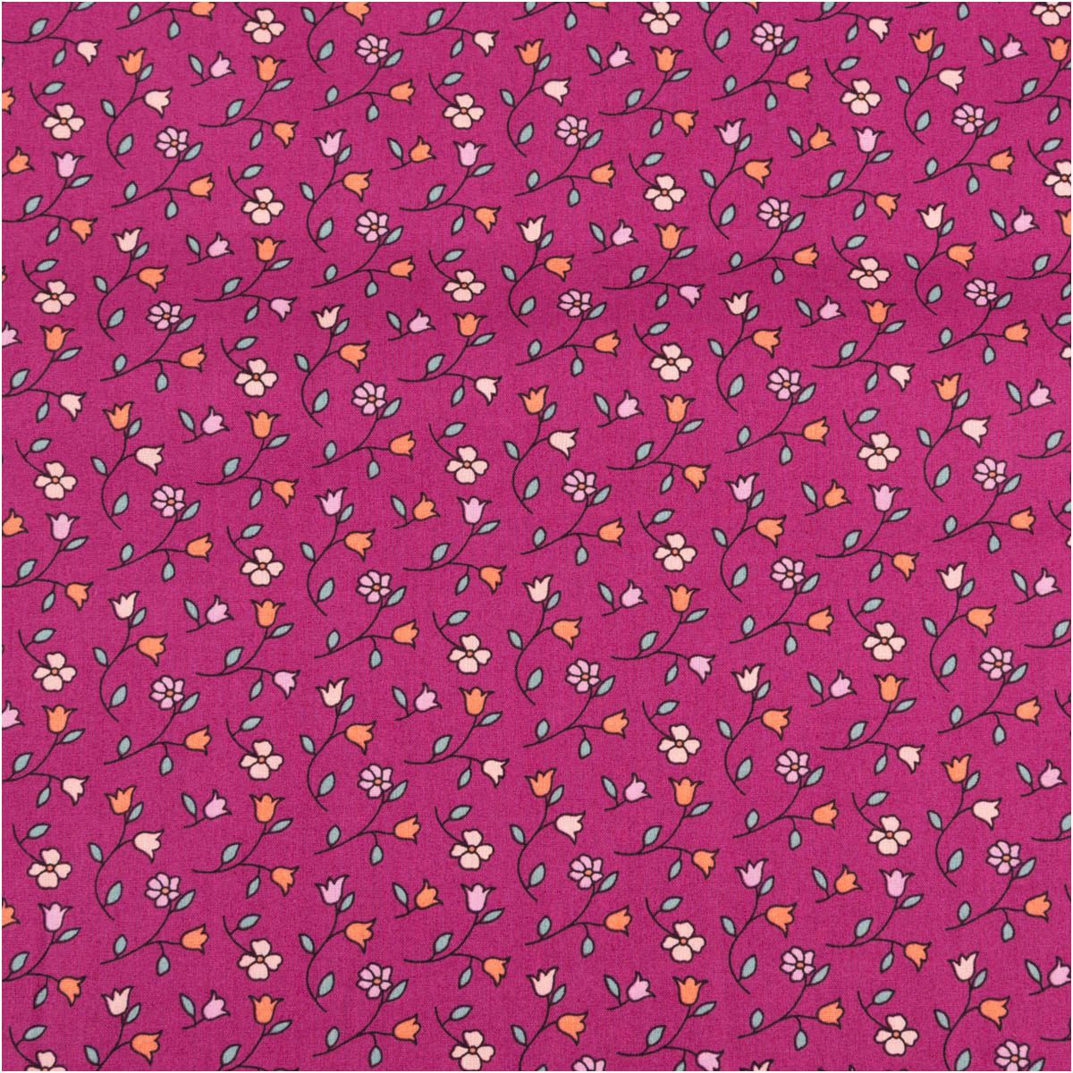 SCHÖNER LEBEN. Stoff Baumwollstoff Meterware Popeline Mini Blümchen fuchsia 148cm, allergikergeeignet
